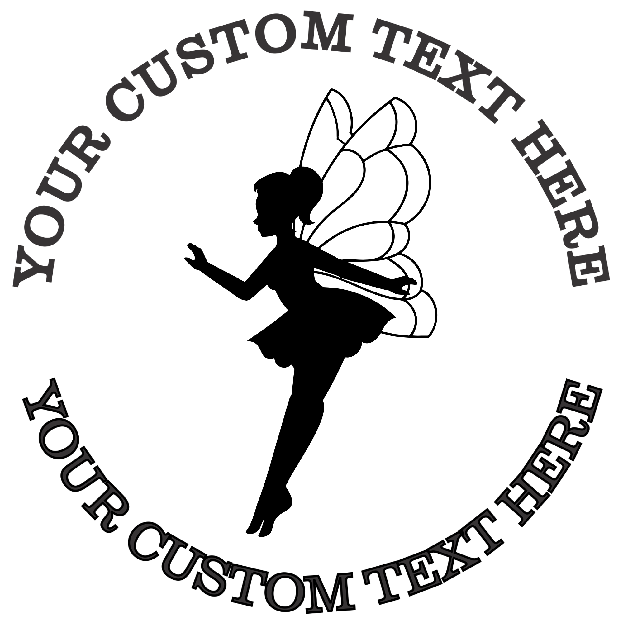 Cute fairy with large wings Self-Inking Custom Rubber Stamp | Personalized Return Address Stamp | Name & Address Customizable | 1.6" In Diameter (SH-76578)