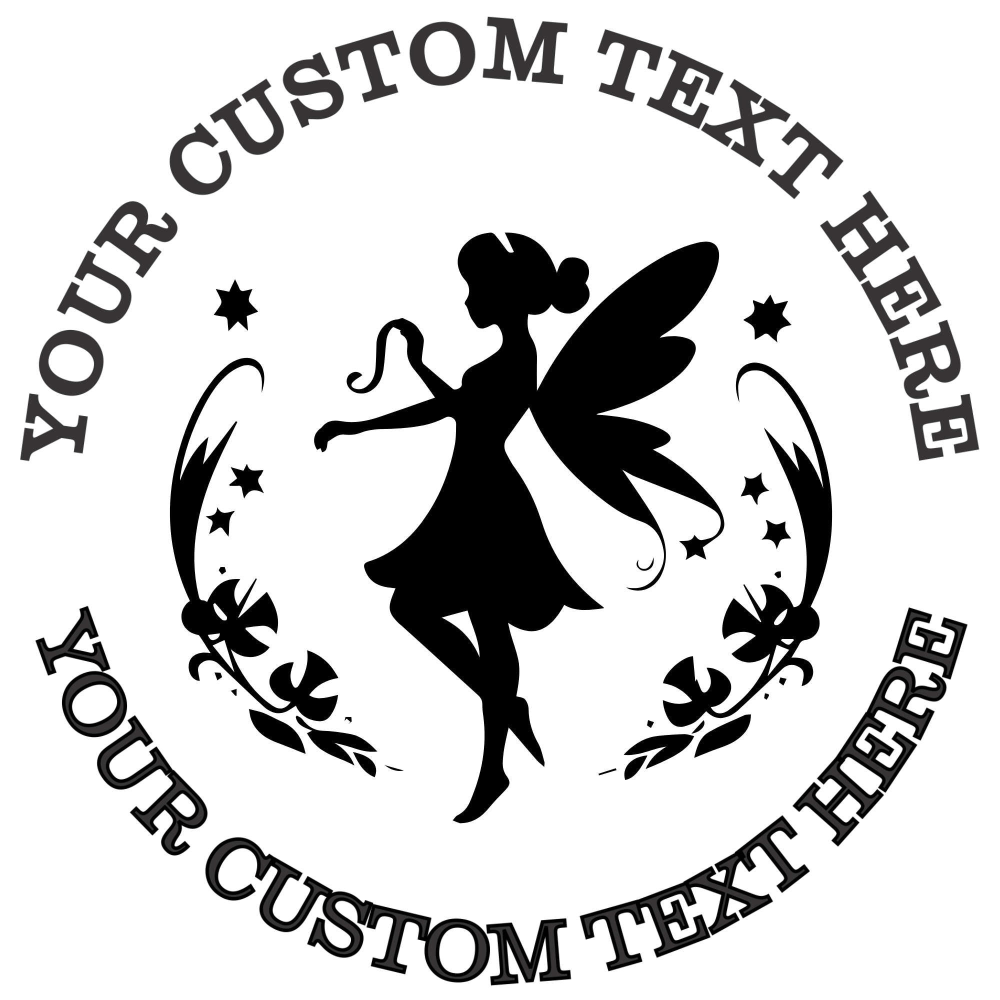 Gorgeous fairy with leaf circle Self-Inking Custom Rubber Stamp | Personalized Return Address Stamp | Name & Address Customizable | 1.6" In Diameter (SH-76581)