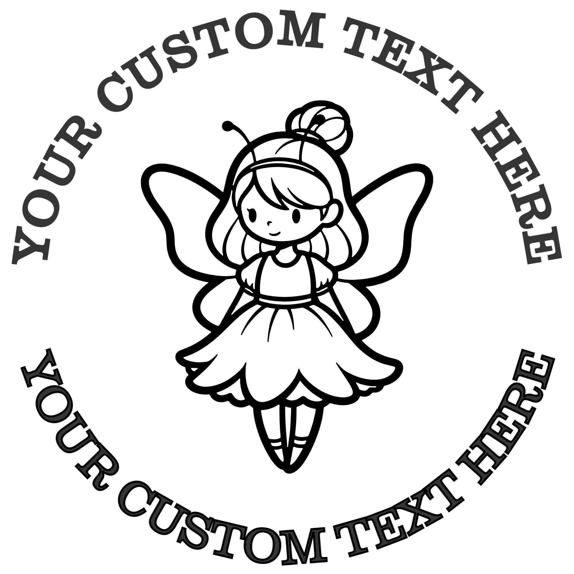 Baby fairy outline Self-Inking Custom Rubber Stamp | Personalized Return Address Stamp | Name & Address Customizable | 1.6" In Diameter (SH-76585)