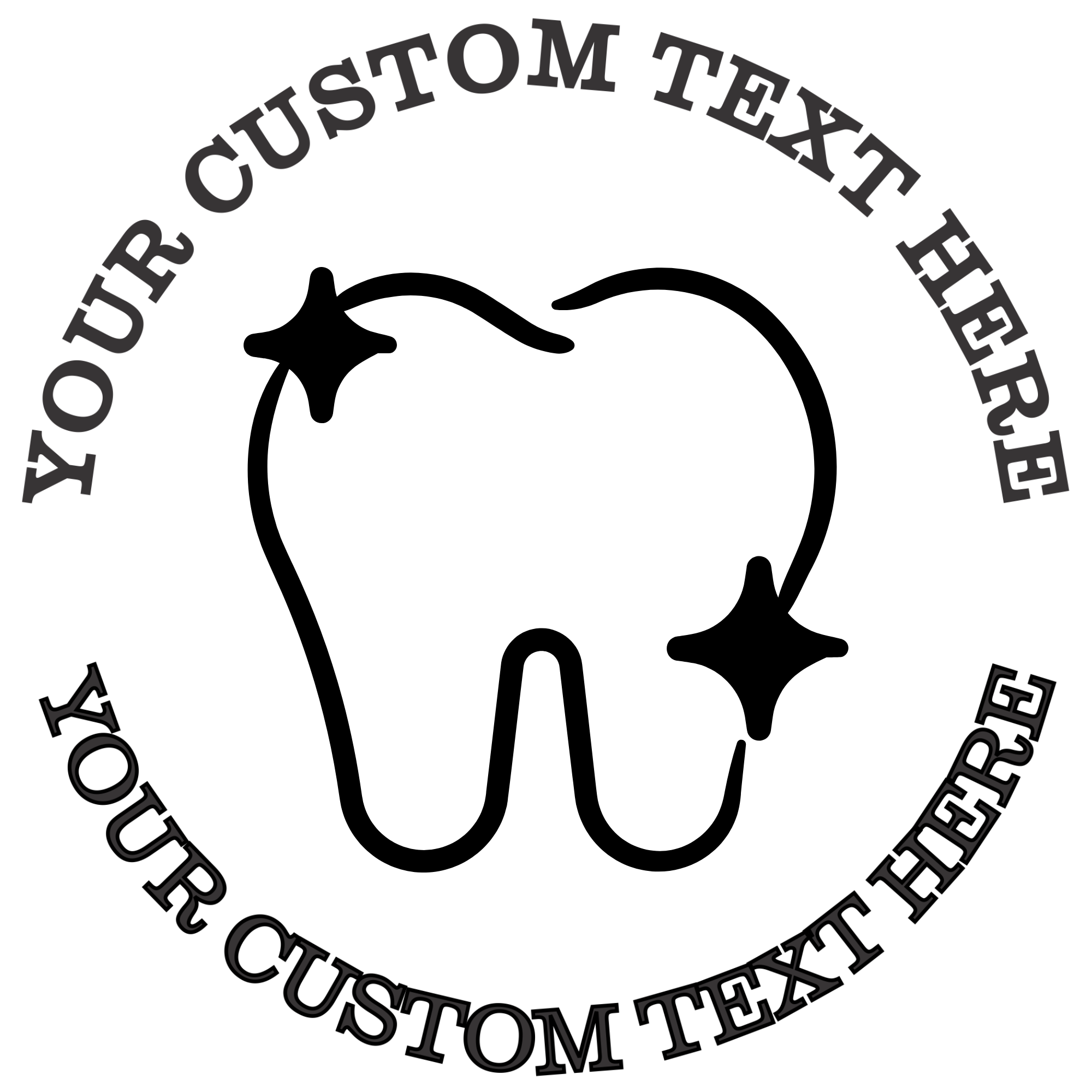 Sparkling tooth outline Self-Inking Custom Rubber Stamp | Personalized Return Address Stamp | Name & Address Customizable | 1.6" In Diameter (SH-76594)
