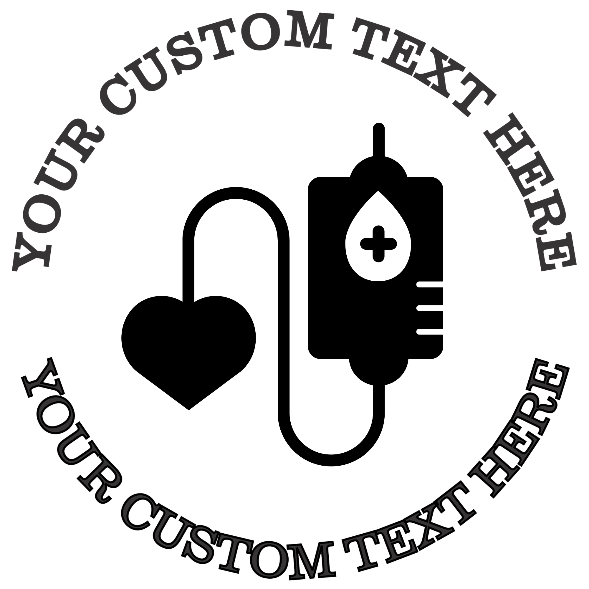 Blood donation bag with a heart Self-Inking Custom Rubber Stamp | Personalized Return Address Stamp | Name & Address Customizable | 1.6" In Diameter (SH-76596)