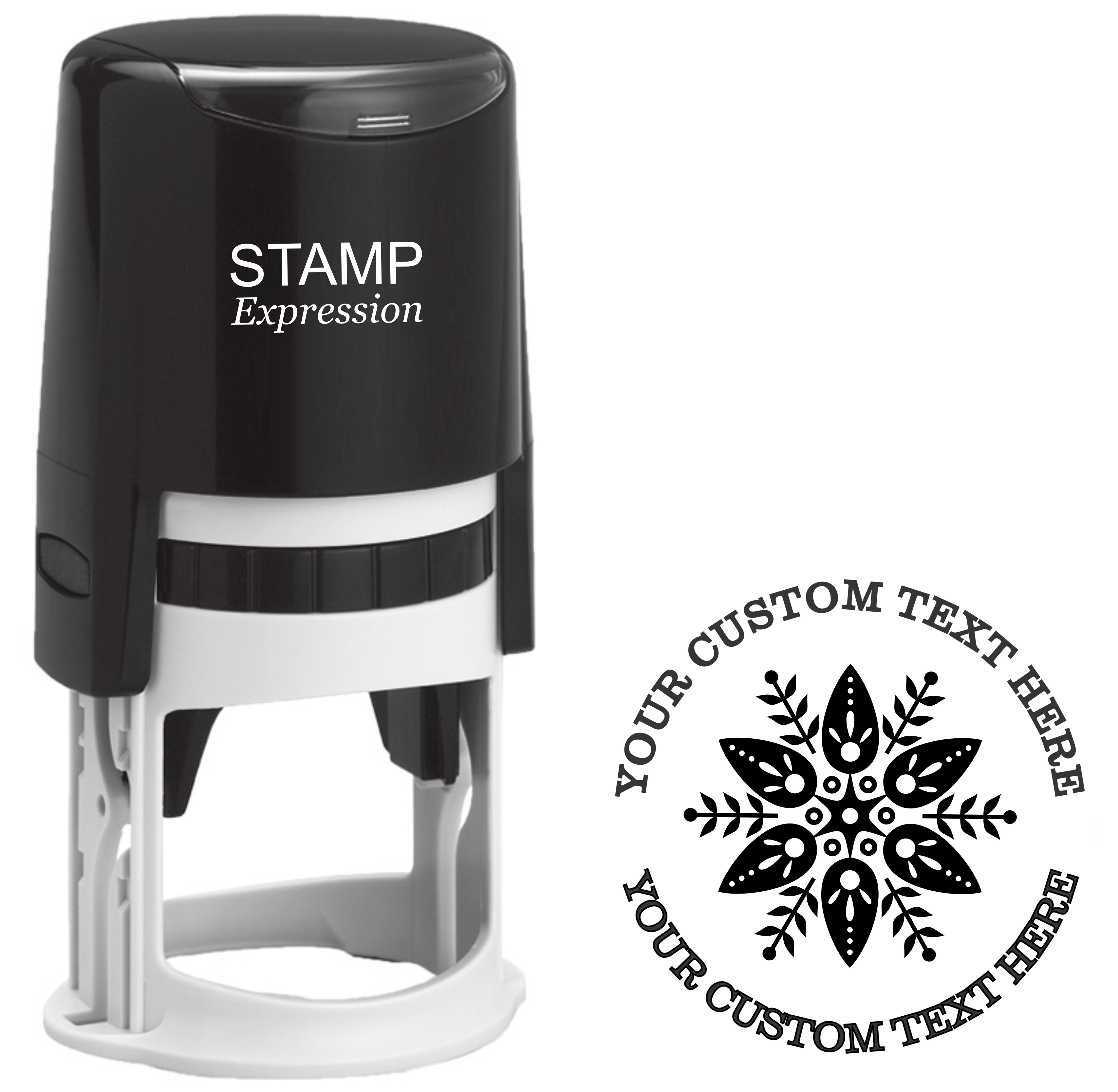 Ornate snowflake Self-Inking Custom Rubber Stamp | Personalized Return Address Stamp | Name & Address Customizable | 1.6" In Diameter (SH-76605)