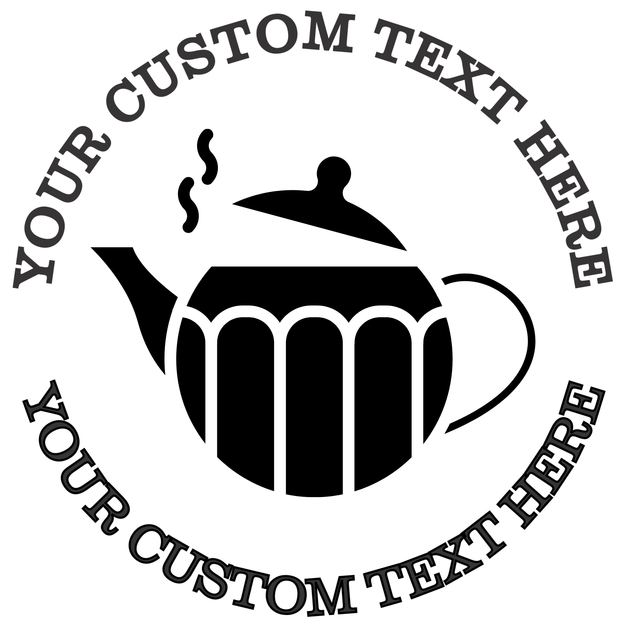 Steaming tea kettle silhouette Self-Inking Custom Rubber Stamp | Personalized Return Address Stamp | Name & Address Customizable | 1.6" In Diameter (SH-76606)