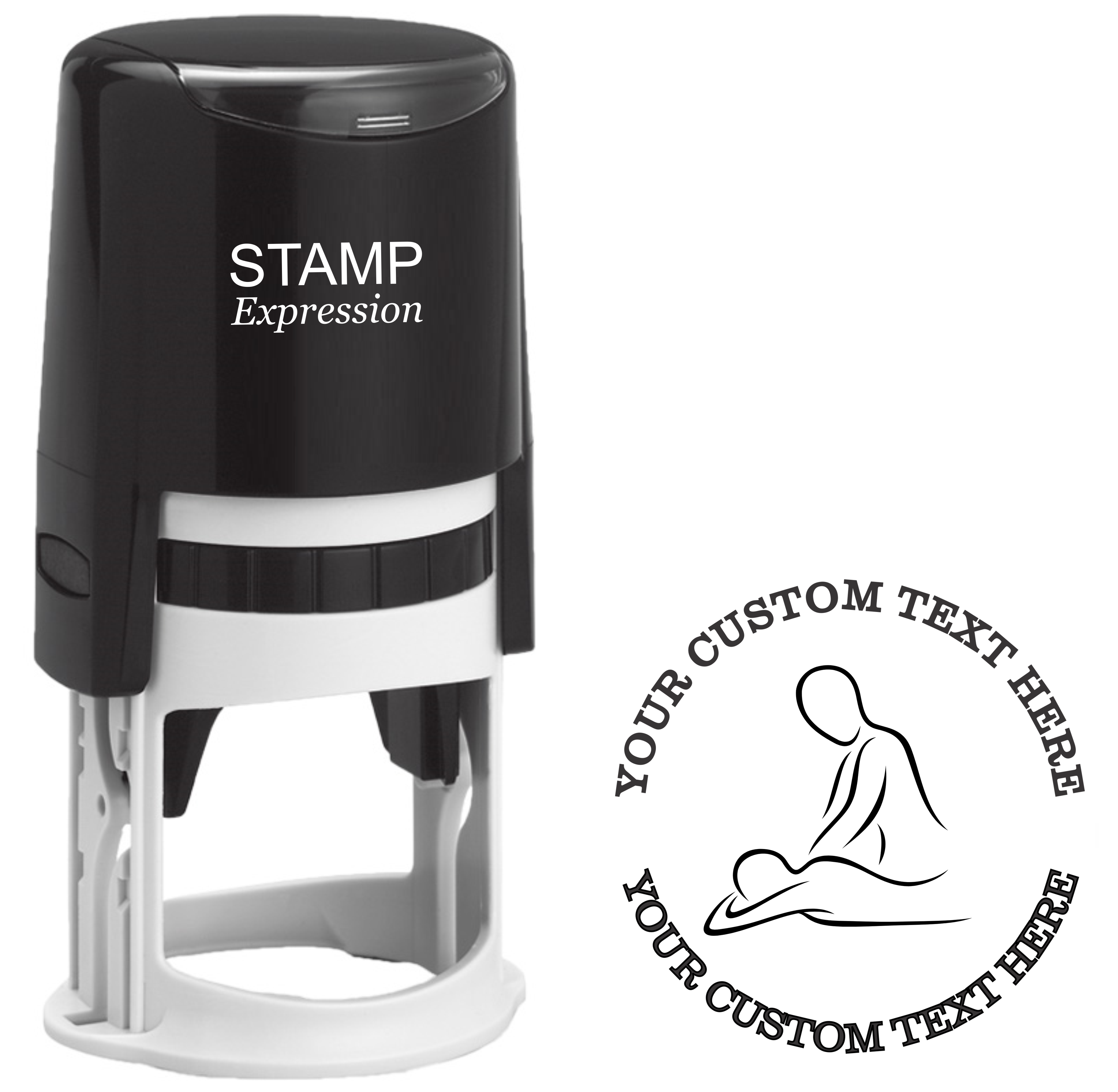 Massage outline Self-Inking Custom Rubber Stamp | Personalized Return Address Stamp | Name & Address Customizable | 1.6" In Diameter (SH-76610)
