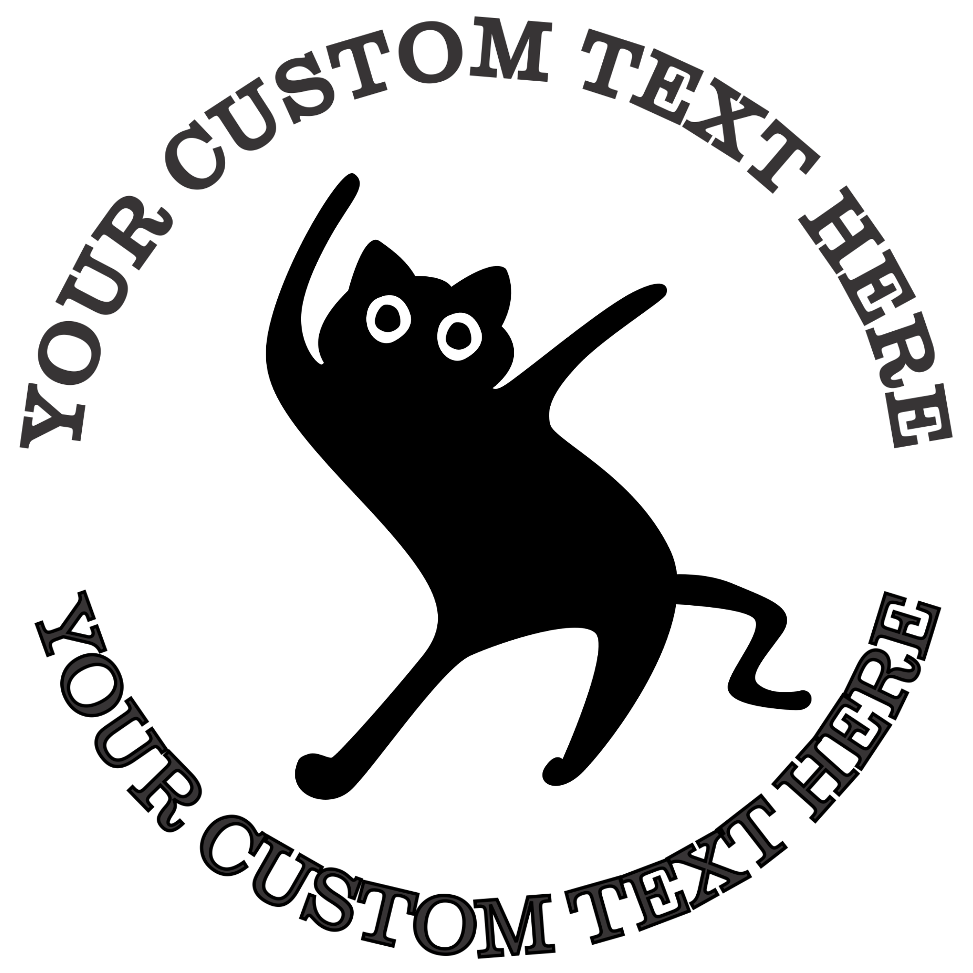 Dancing black cat silhouette Self-Inking Custom Rubber Stamp | Personalized Return Address Stamp | Name & Address Customizable | 1.6" In Diameter (SH-76614)