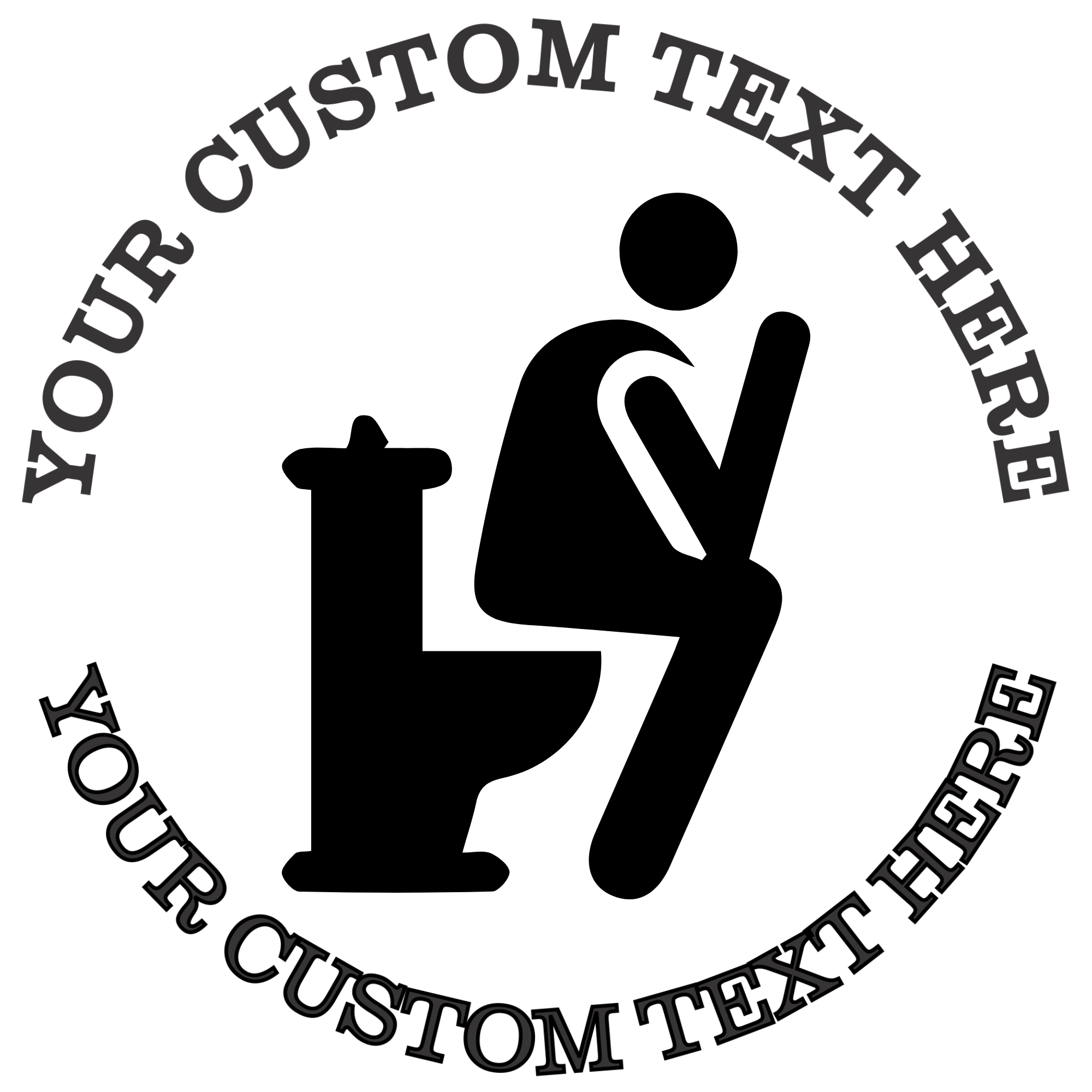 Man sitting on a toilet silhouette Self-Inking Custom Rubber Stamp | Personalized Return Address Stamp | Name & Address Customizable | 1.6" In Diameter (SH-76617)