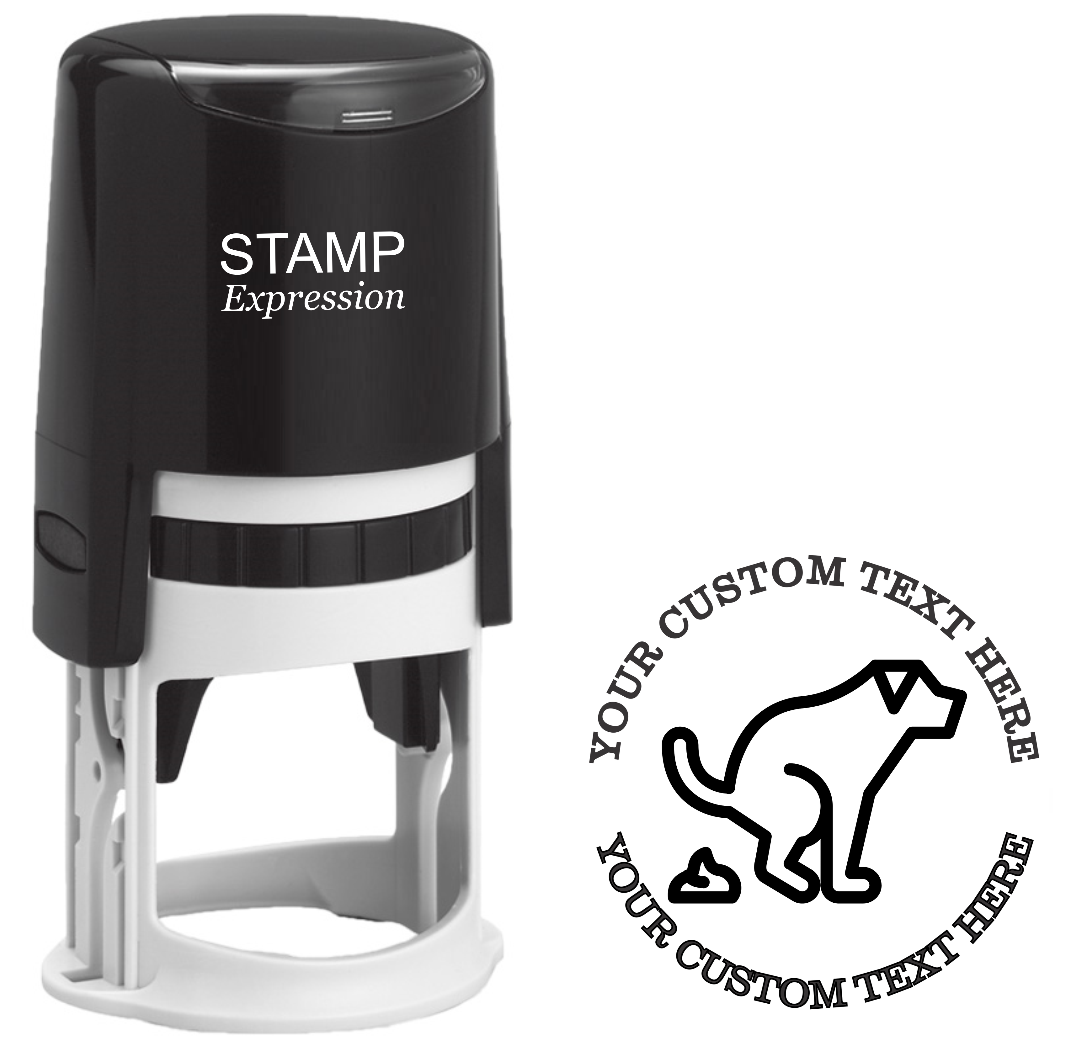 Pooping dog outline Self-Inking Custom Rubber Stamp | Personalized Return Address Stamp | Name & Address Customizable | 1.6" In Diameter (SH-76618)