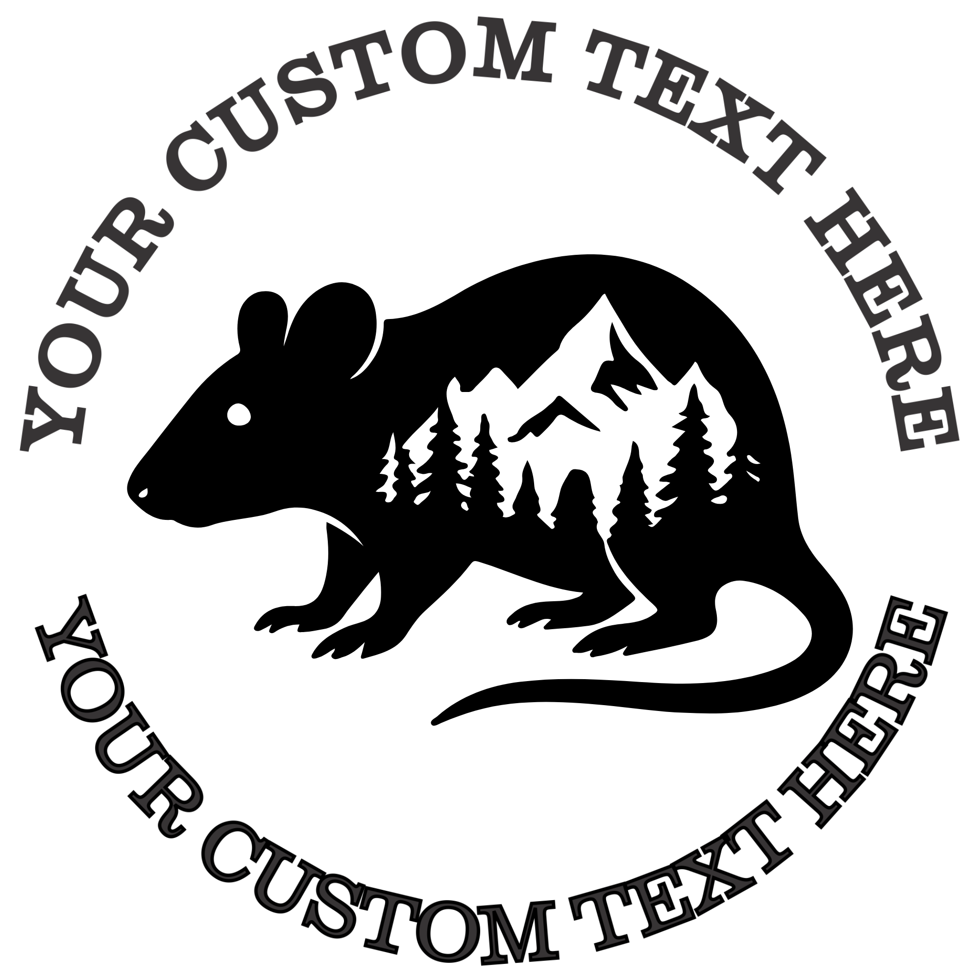 Rat with mountains silhouette Self-Inking Custom Rubber Stamp | Personalized Return Address Stamp | Name & Address Customizable | 1.6" In Diameter (SH-76622)