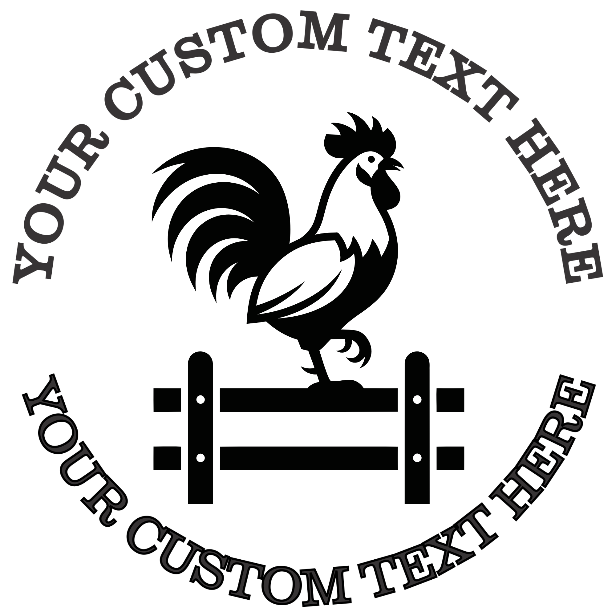 Rooster standing on a fence Self-Inking Custom Rubber Stamp | Personalized Return Address Stamp | Name & Address Customizable | 1.6" In Diameter (SH-76626)