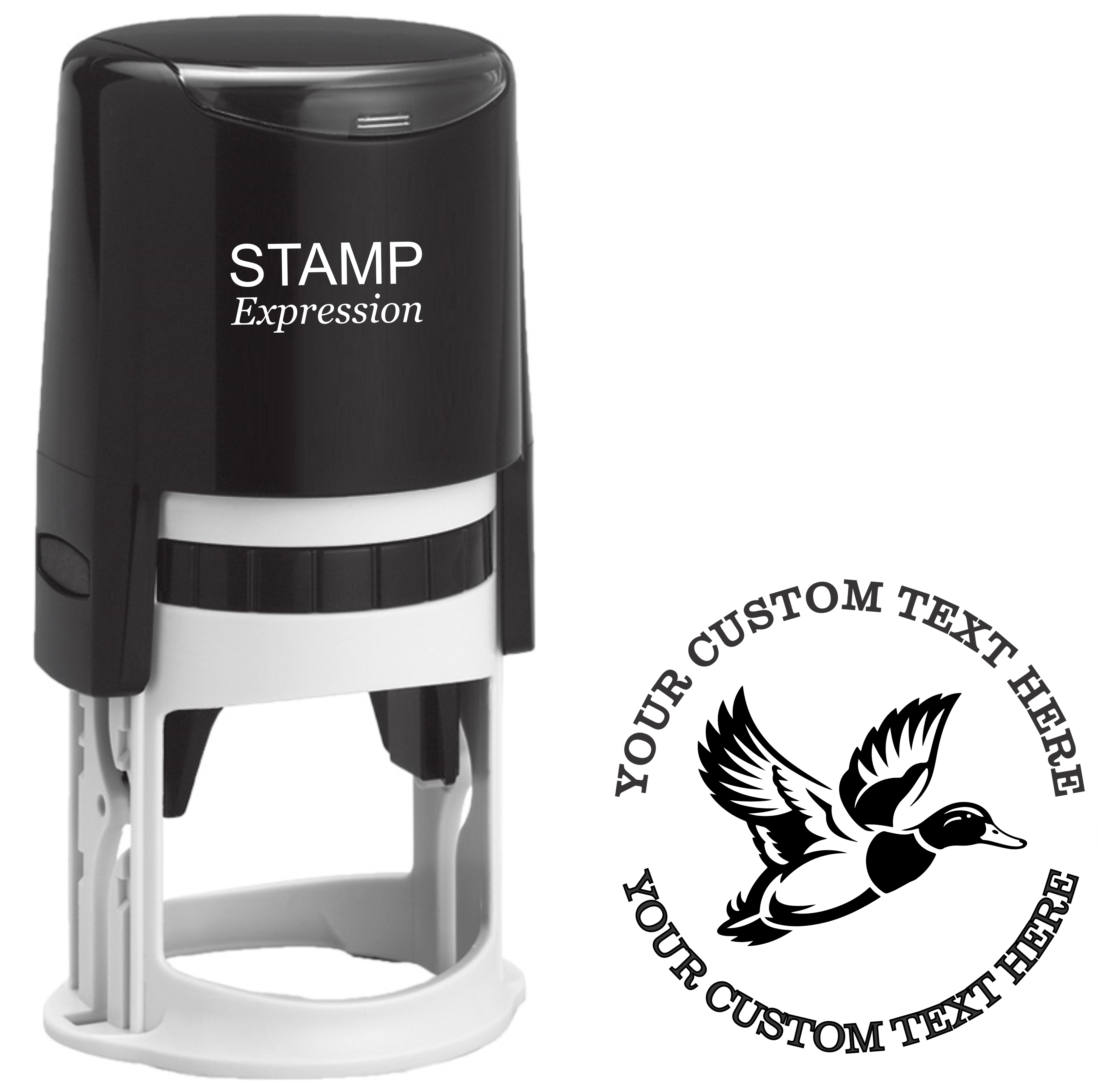 Flying duck Self-Inking Custom Rubber Stamp | Personalized Return Address Stamp | Name & Address Customizable | 1.6" In Diameter (SH-76630)