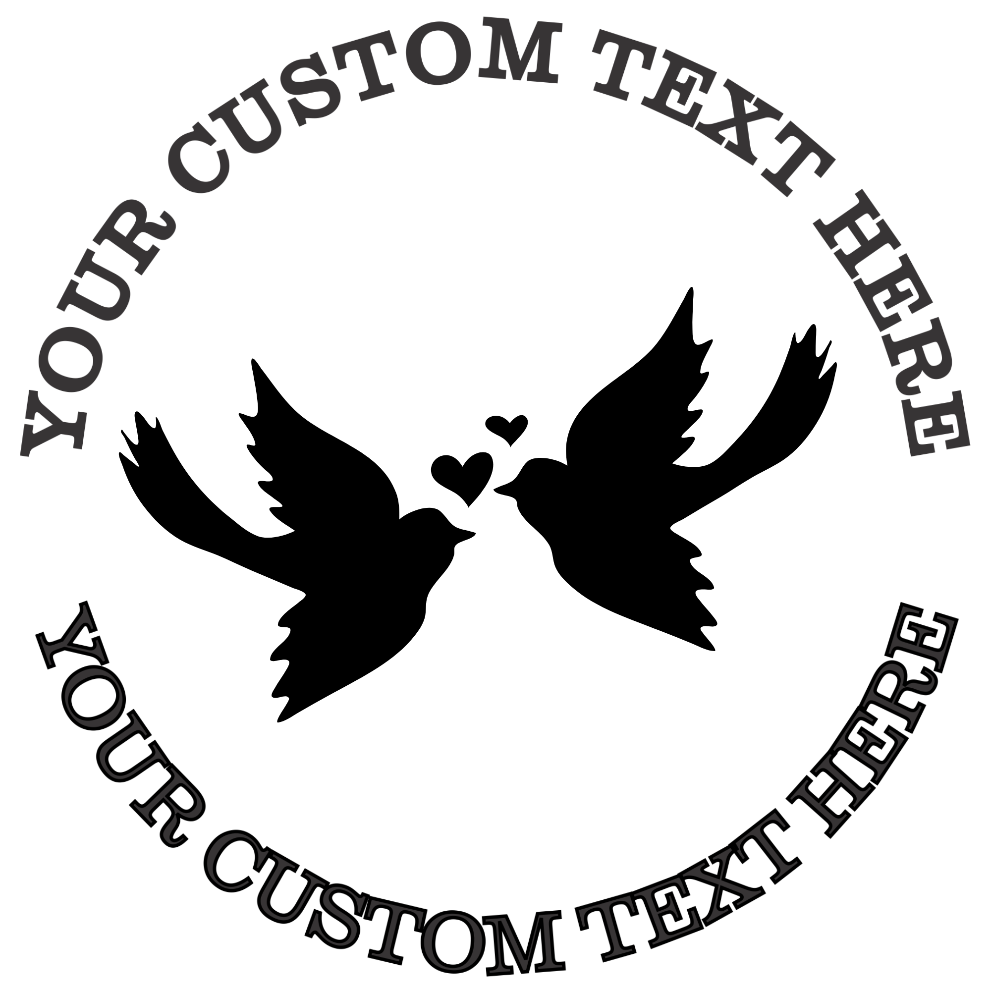 Two Flying Doves with a Heart Wedding or Anniversary Self-Inking Custom Rubber Stamp | Personalized Return Address Stamp | Name & Address Customizable | 1.6" In Diameter Self Inking Rubber Stamp (SH-76638)