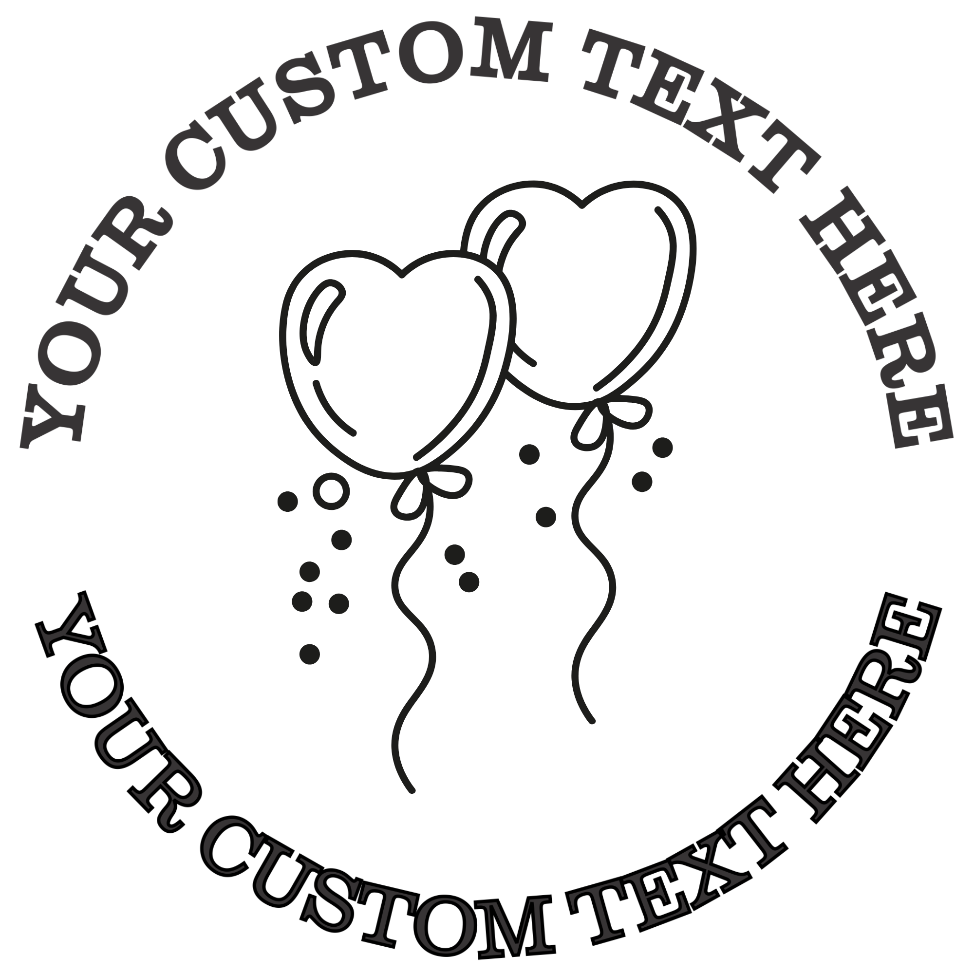 Two Celebration Balloons with Confetti Birthday Self-Inking Custom Rubber Stamp | Personalized Return Address Stamp | Name & Address Customizable | 1.6" In Diameter Self Inking Rubber Stamp (SH-76641)