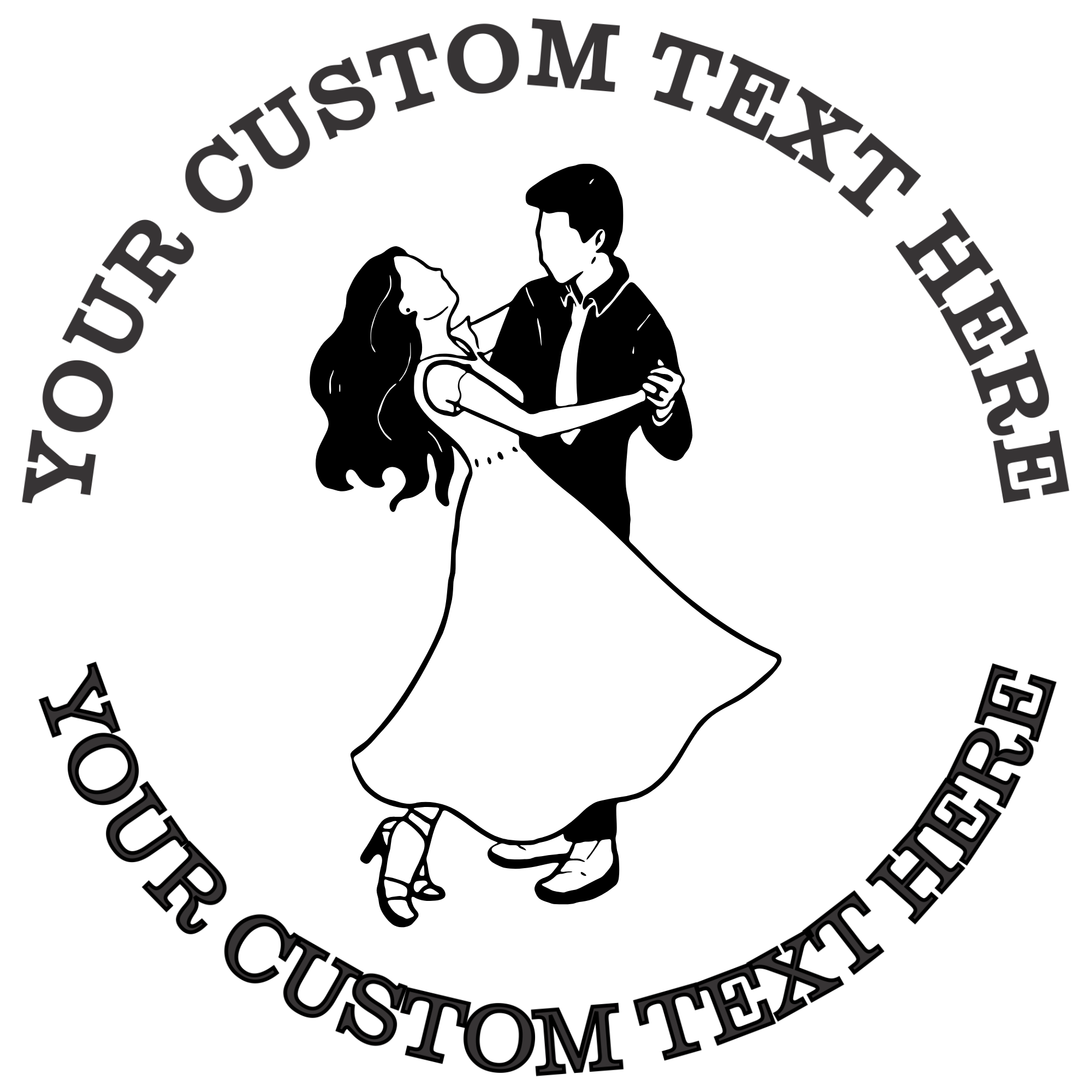 Dancing Couple Self-Inking Custom Rubber Stamp | Personalized Return Address Stamp | Name & Address Customizable | 1.6" In Diameter Self Inking Rubber Stamp (SH-76642)