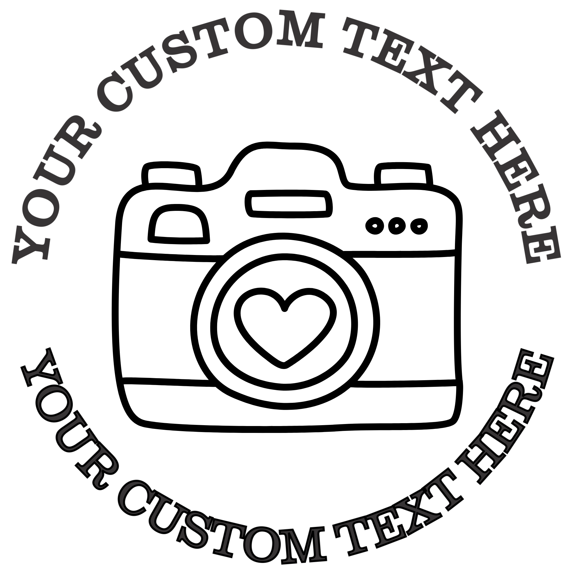 Old Fashioned Photo Camera with a Heart Self-Inking Custom Rubber Stamp | Personalized Return Address Stamp | Name & Address Customizable | 1.6" In Diameter Self Inking Rubber Stamp (SH-76644)