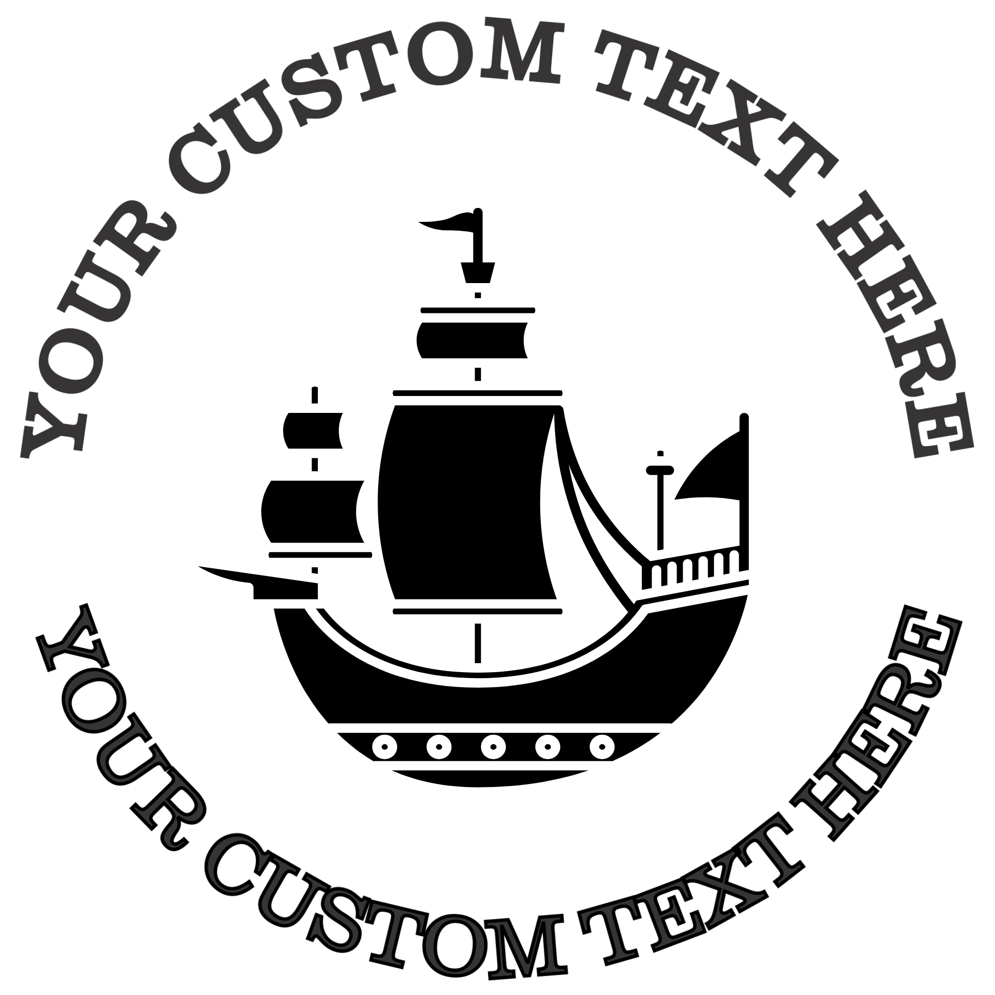 Regal Sailing Ship Self-Inking Custom Rubber Stamp | Personalized Return Address Stamp | Name & Address Customizable | 1.6" In Diameter Self Inking Rubber Stamp (SH-76656)