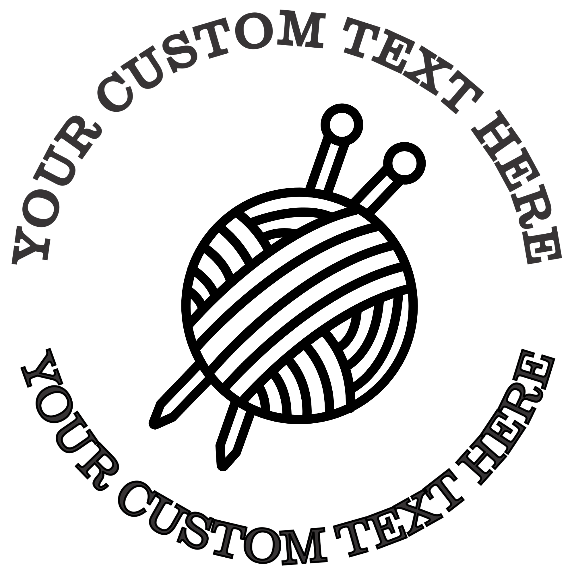 Knitting Needles and Yarn Self-Inking Custom Rubber Stamp | Personalized Return Address Stamp | Name & Address Customizable | 1.6" In Diameter Self Inking Rubber Stamp (SH-76660)