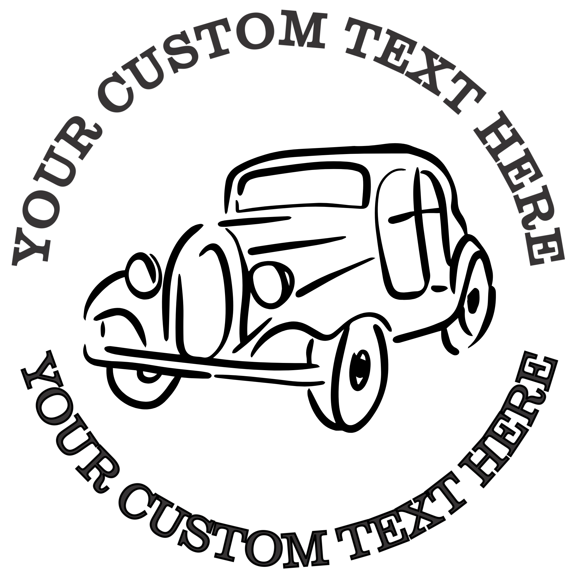 Old Fashioned Car Self-Inking Custom Rubber Stamp | Personalized Return Address Stamp | Name & Address Customizable | 1.6" In Diameter Self Inking Rubber Stamp (SH-76661)