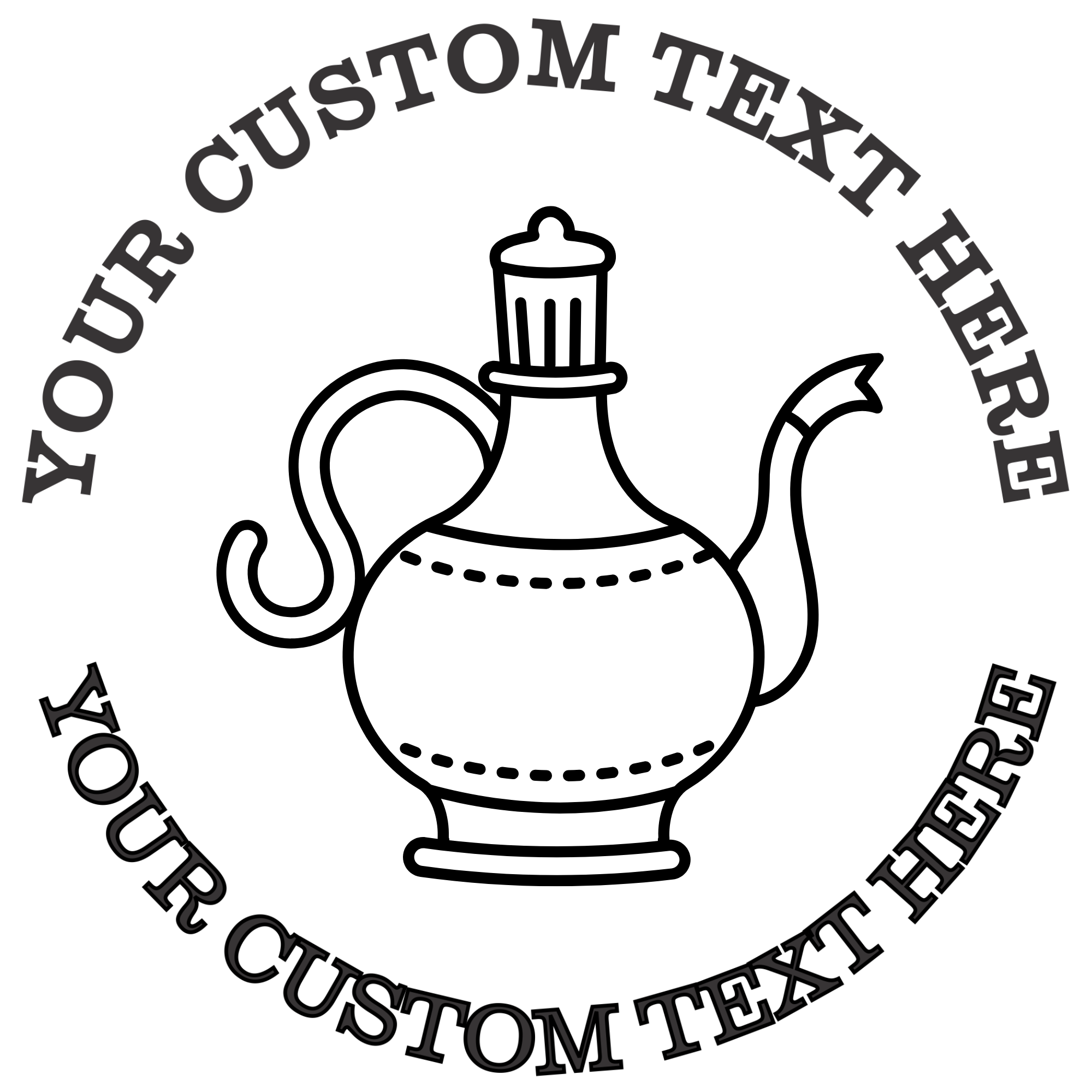 Middle Eastern Coffee Pot Self-Inking Custom Rubber Stamp | Personalized Return Address Stamp | Name & Address Customizable | 1.6" In Diameter Self Inking Rubber Stamp (SH-76662)