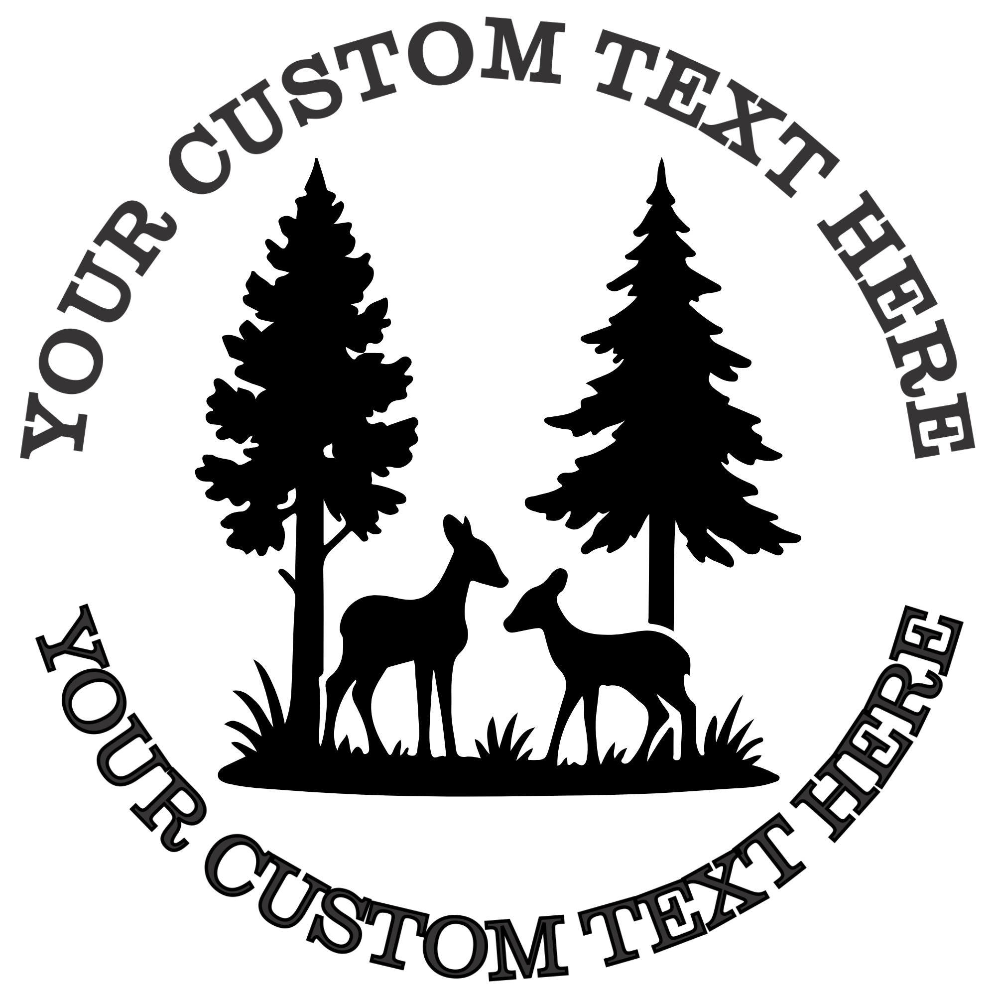 Two Deer in a Forest Self-Inking Custom Rubber Stamp | Personalized Return Address Stamp | Name & Address Customizable | 1.6" In Diameter Self Inking Rubber Stamp (SH-76663)