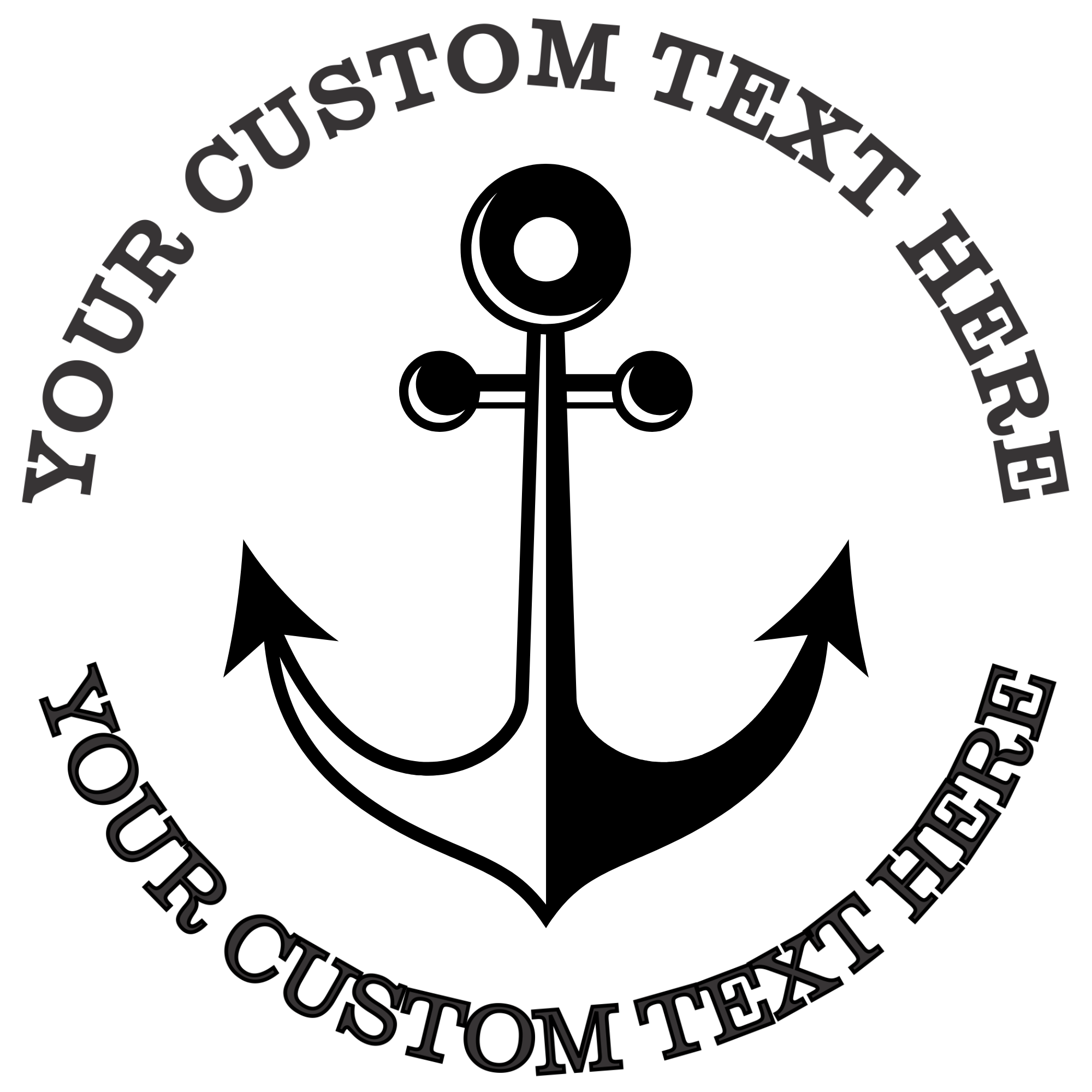Black and White Boat Anchor Nautical Self-Inking Custom Rubber Stamp | Personalized Return Address Stamp | Name & Address Customizable | 1.6" In Diameter Self Inking Rubber Stamp (SH-76673)