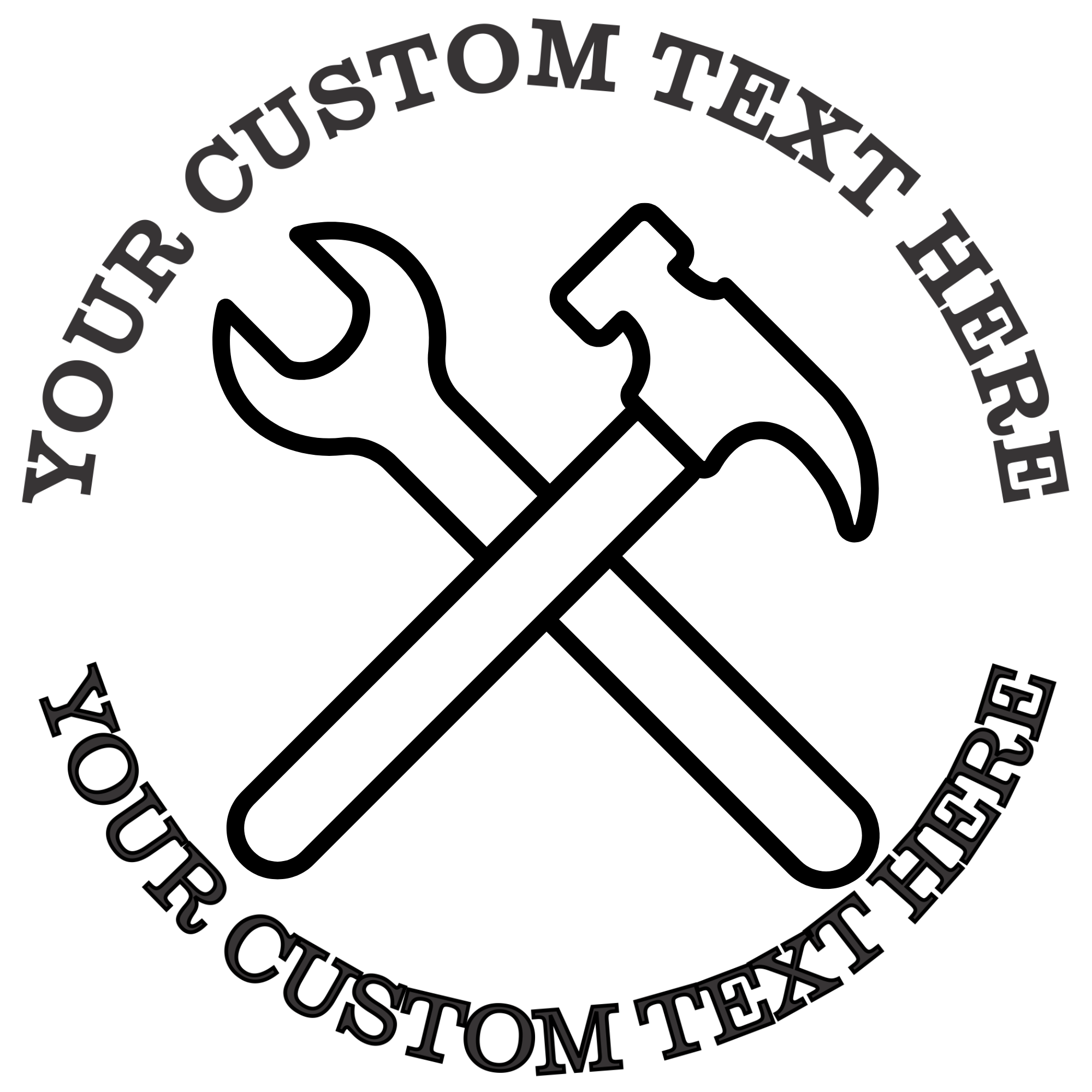 Crossed Hammer and Wrench Handyman or Construction Self-Inking Custom Rubber Stamp | Personalized Return Address Stamp | Name & Address Customizable | 1.6" In Diameter Self Inking Rubber Stamp (SH-76678)