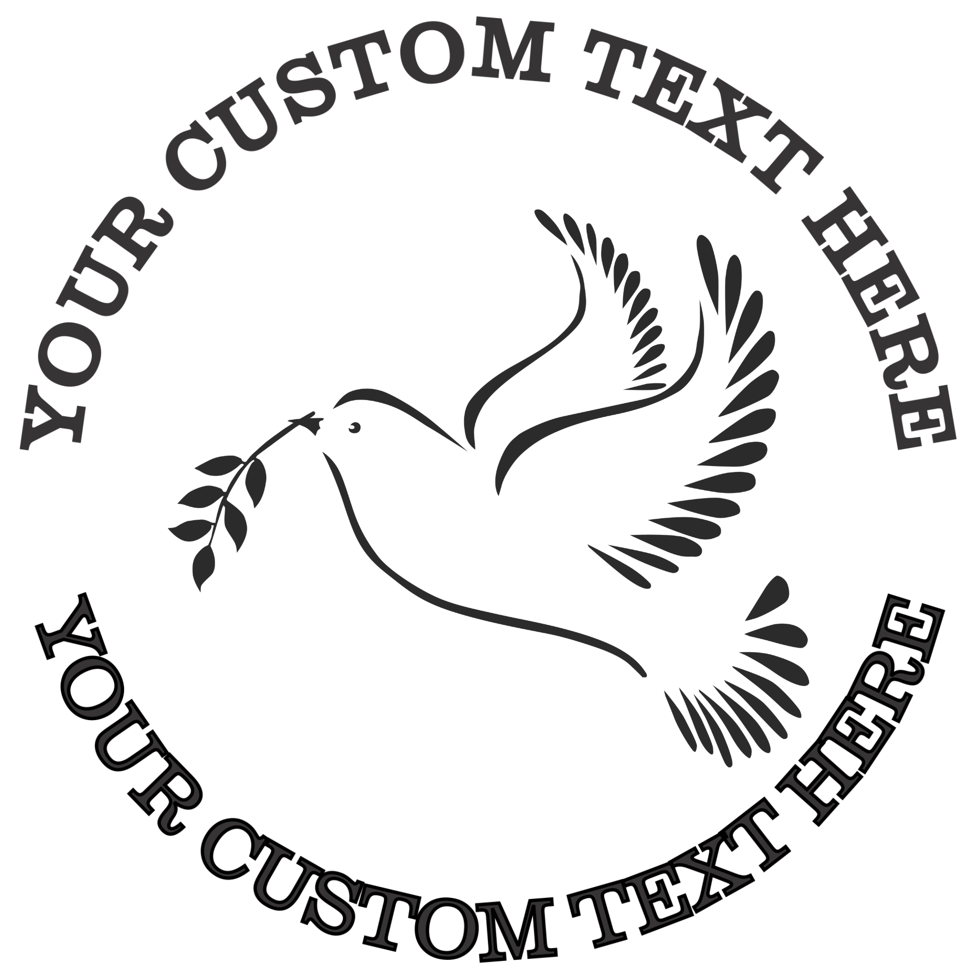 Dove with an Olive Branch Self-Inking Custom Rubber Stamp | Personalized Return Address Stamp | Name & Address Customizable | 1.6" In Diameter Self Inking Rubber Stamp (SH-76687)
