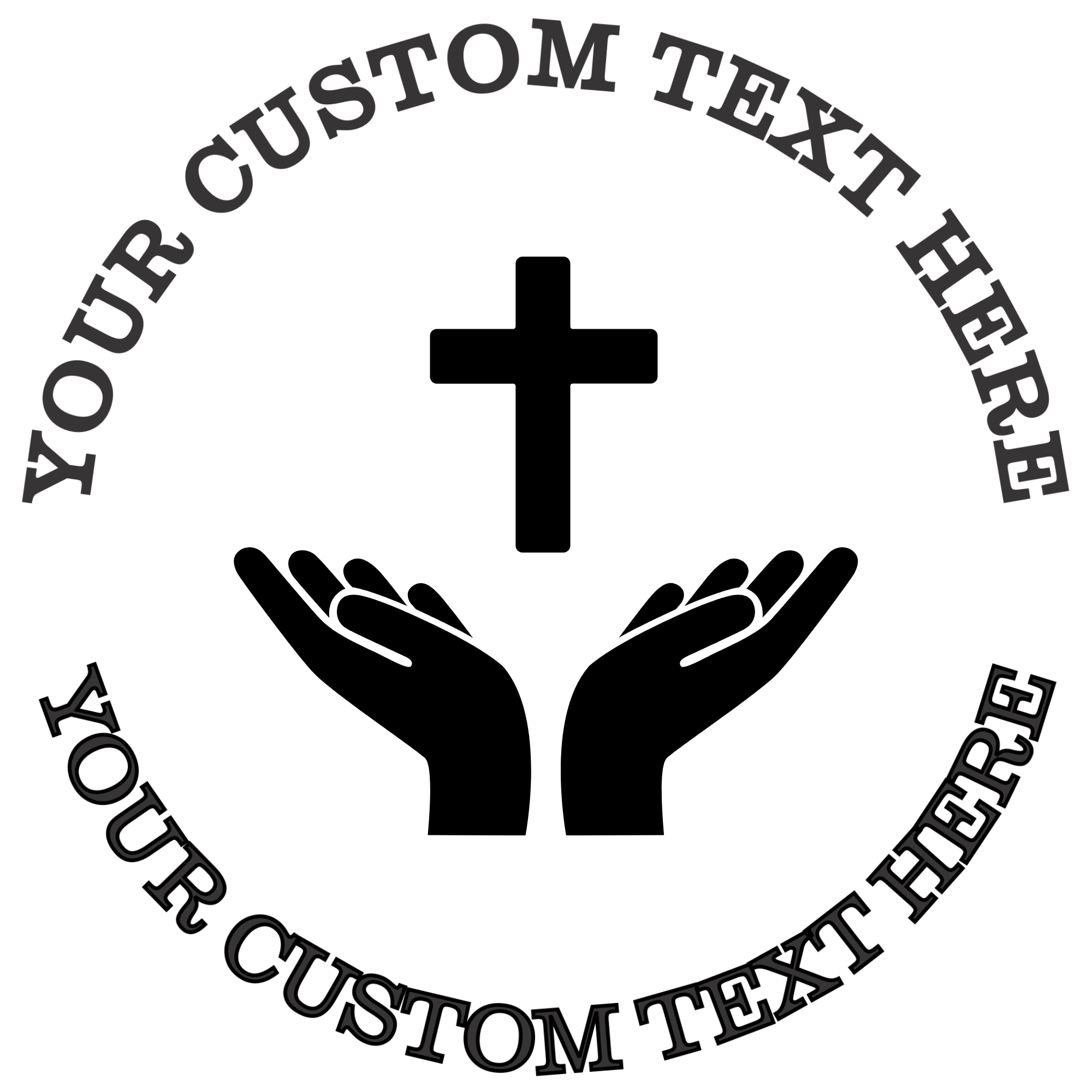 Two Worshipping Hands with a Cross Religious Self-Inking Custom Rubber Stamp | Personalized Return Address Stamp | Name & Address Customizable | 1.6" In Diameter Self Inking Rubber Stamp (SH-76690)