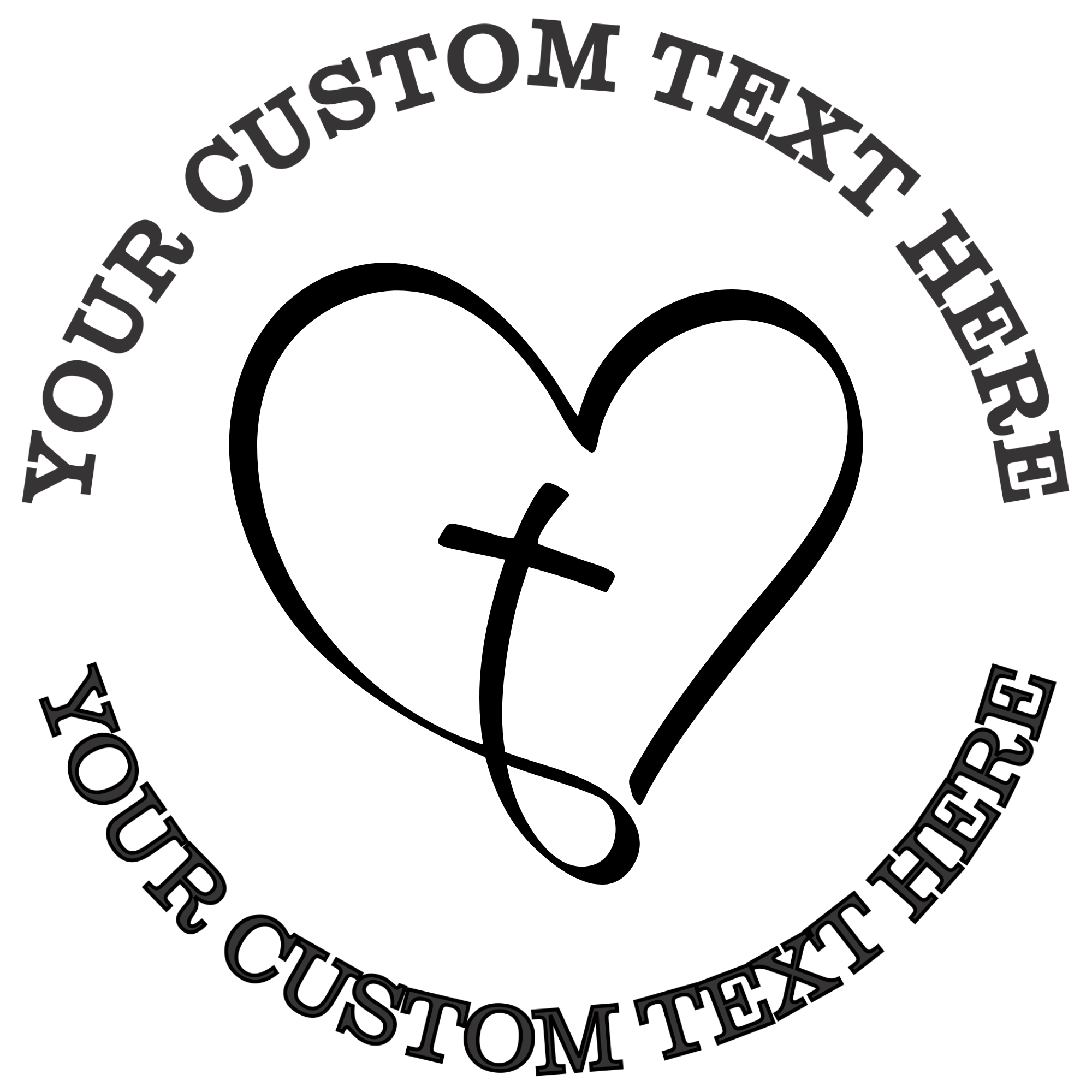 Ornate Cross with a Heart Religious Self-Inking Custom Rubber Stamp | Personalized Return Address Stamp | Name & Address Customizable | 1.6" In Diameter Self Inking Rubber Stamp (SH-76693)