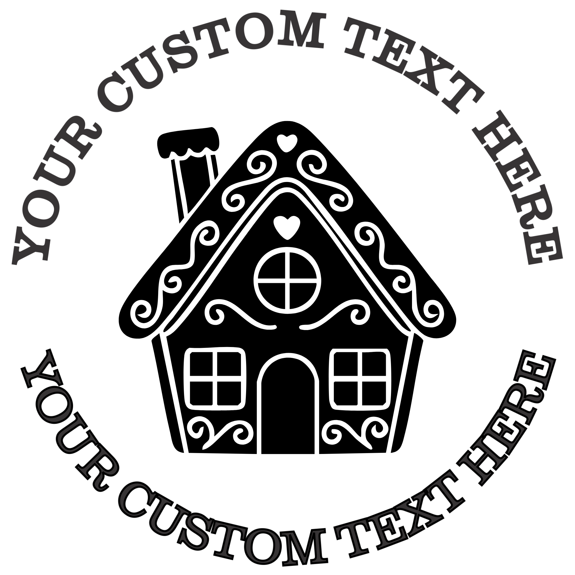 Gingerbread House Christmas Self-Inking Custom Rubber Stamp | Personalized Return Address Stamp | Name & Address Customizable | 1.6" In Diameter Self Inking Rubber Stamp (SH-76710)