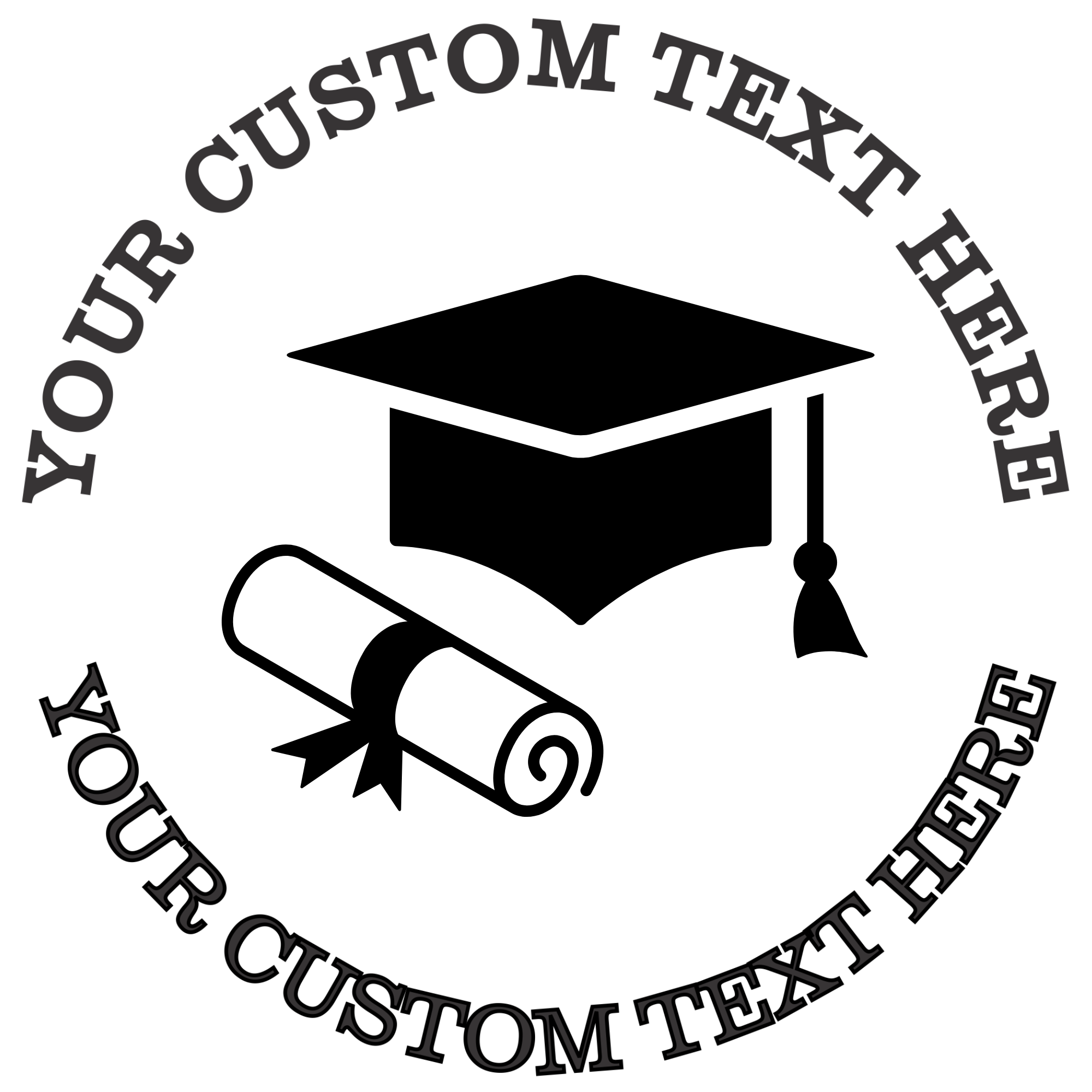 Graduation Cap with a Diploma School Self-Inking Custom Rubber Stamp | Personalized Return Address Stamp | Name & Address Customizable | 1.6" In Diameter Self Inking Rubber Stamp (SH-76712)