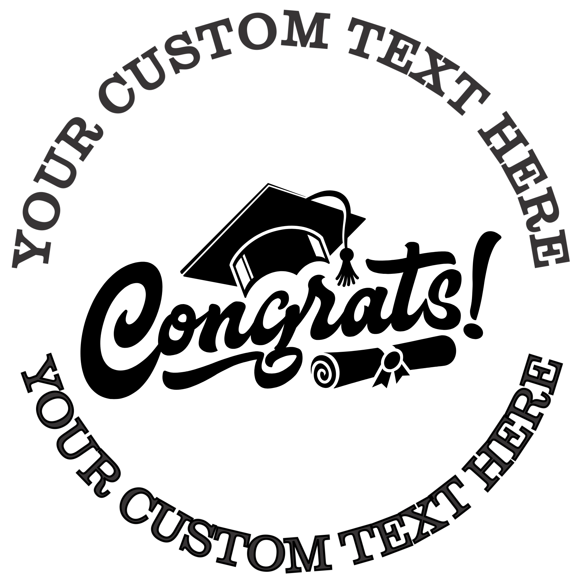 Graduation Cap and Diploma with "Congrats" School Self-Inking Custom Rubber Stamp | Personalized Return Address Stamp | Name & Address Customizable | 1.6" In Diameter Self Inking Rubber Stamp (SH-76713)