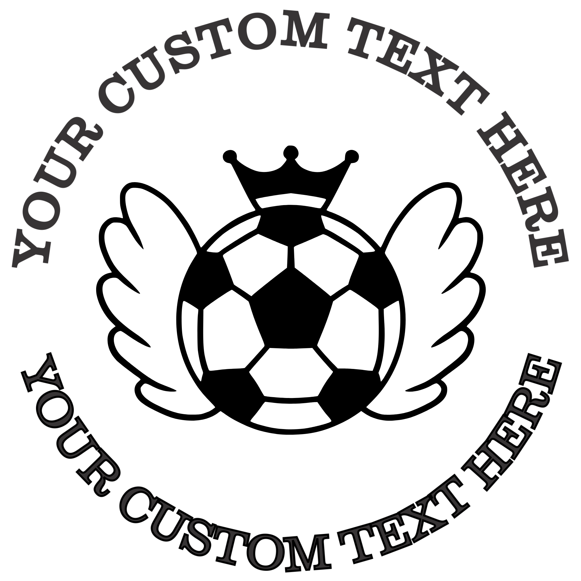 Soccer Ball with Crown and Wings Sports Self-Inking Custom Rubber Stamp | Personalized Return Address Stamp | Name & Address Customizable | 1.6" In Diameter Self Inking Rubber Stamp (SH-76723)