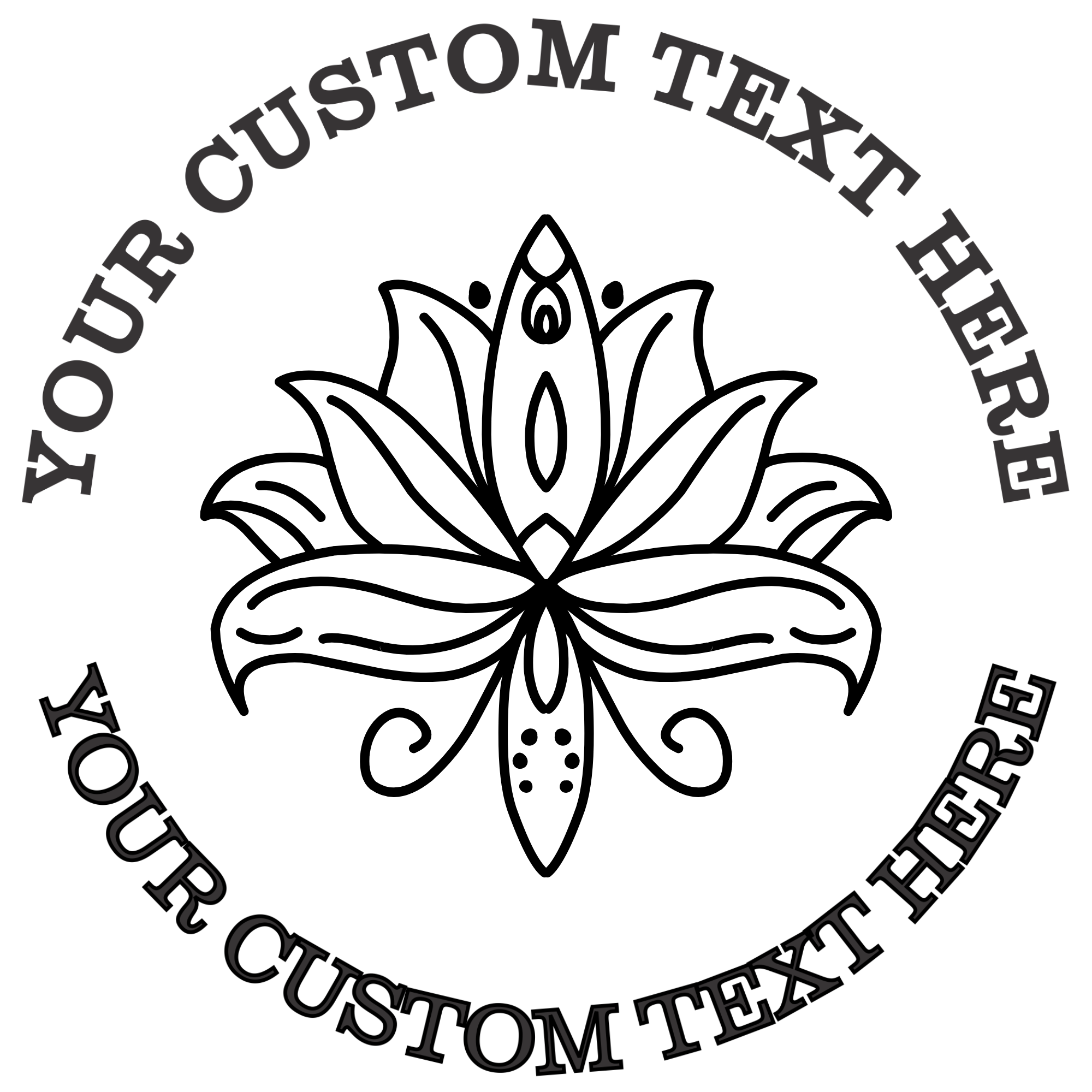 Ornate Lotus Flower Self-Inking Custom Rubber Stamp | Personalized Return Address Stamp | Name & Address Customizable | 1.6" In Diameter Self Inking Rubber Stamp (SH-76731)
