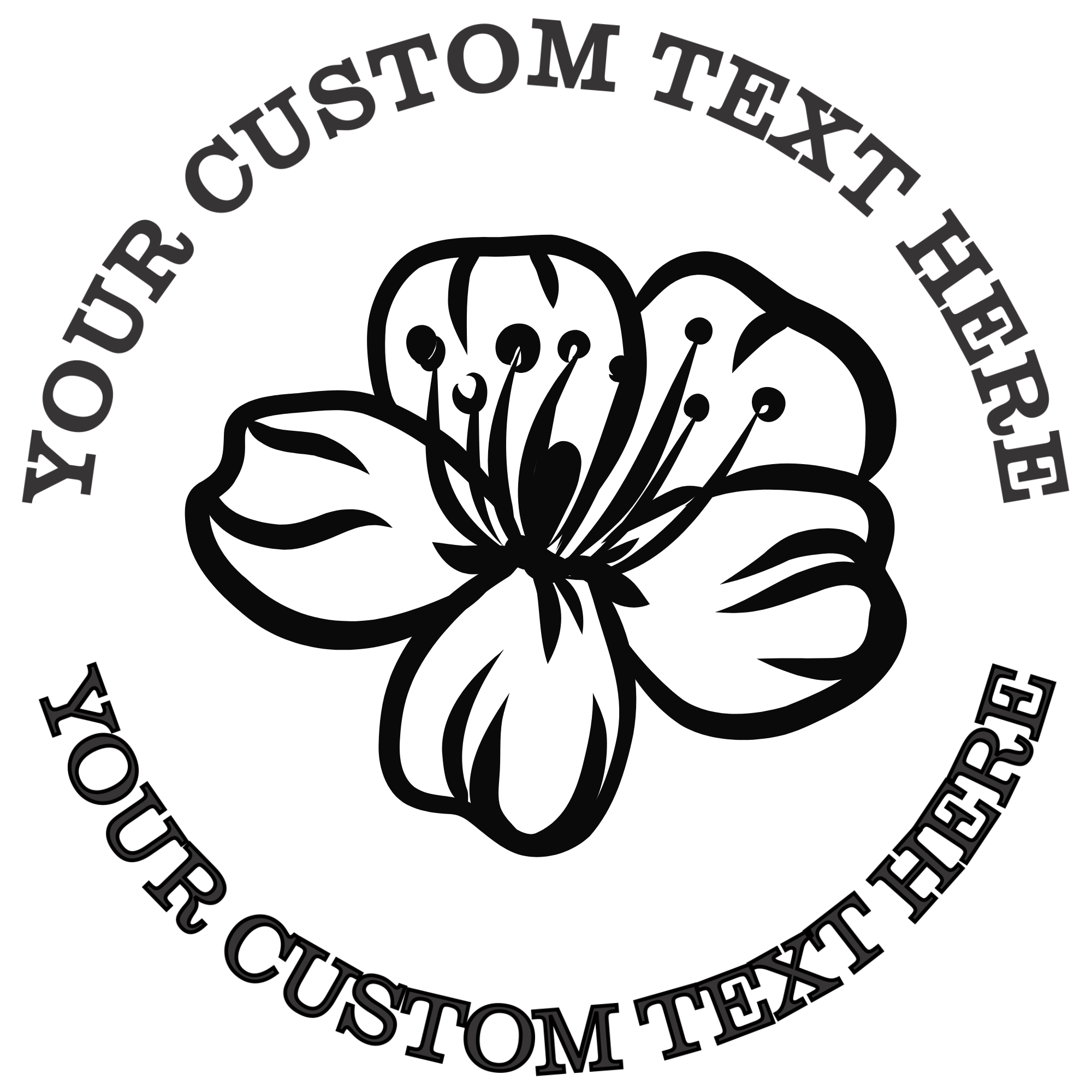 Blooming Tropical Flower Self-Inking Custom Rubber Stamp | Personalized Return Address Stamp | Name & Address Customizable | 1.6" In Diameter Self Inking Rubber Stamp (SH-76734)