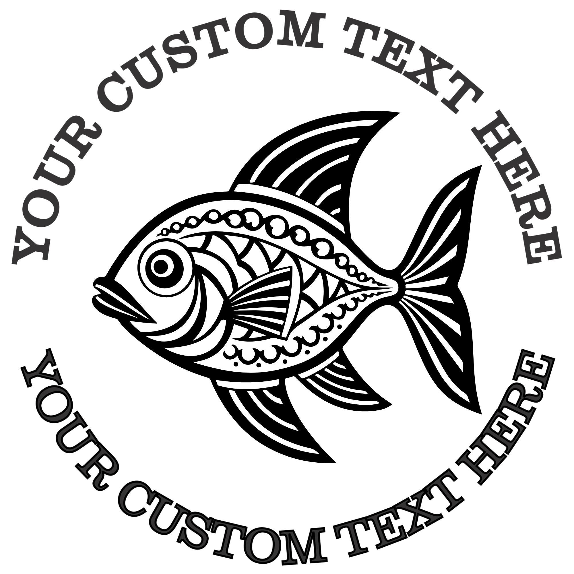 Ornate Goldfish Self-Inking Custom Rubber Stamp | Personalized Return Address Stamp | Name & Address Customizable | 1.6" In Diameter Self Inking Rubber Stamp (SH-76739)