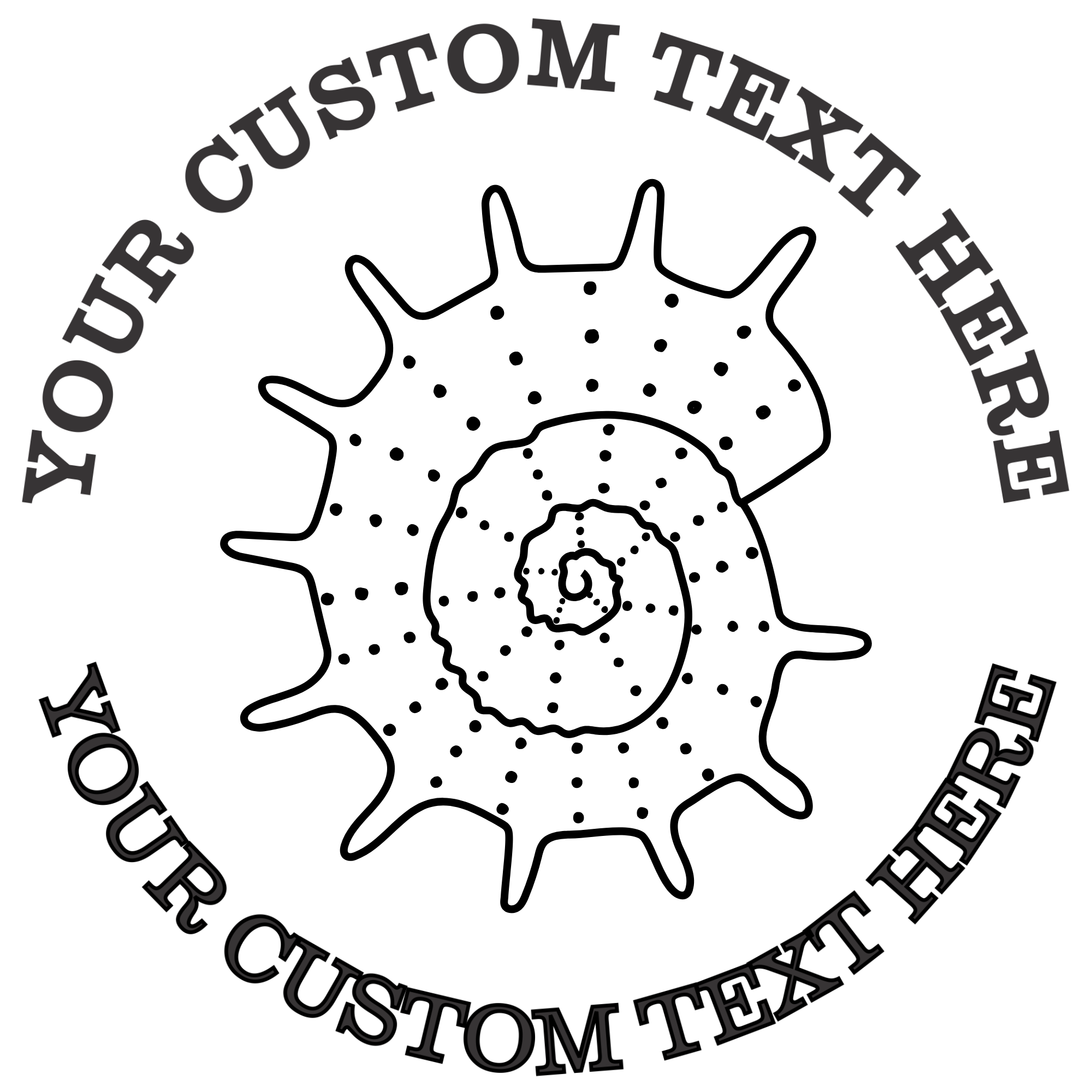 Spiral Seashell Self-Inking Custom Rubber Stamp | Personalized Return Address Stamp | Name & Address Customizable | 1.6" In Diameter Self Inking Rubber Stamp (SH-76741)