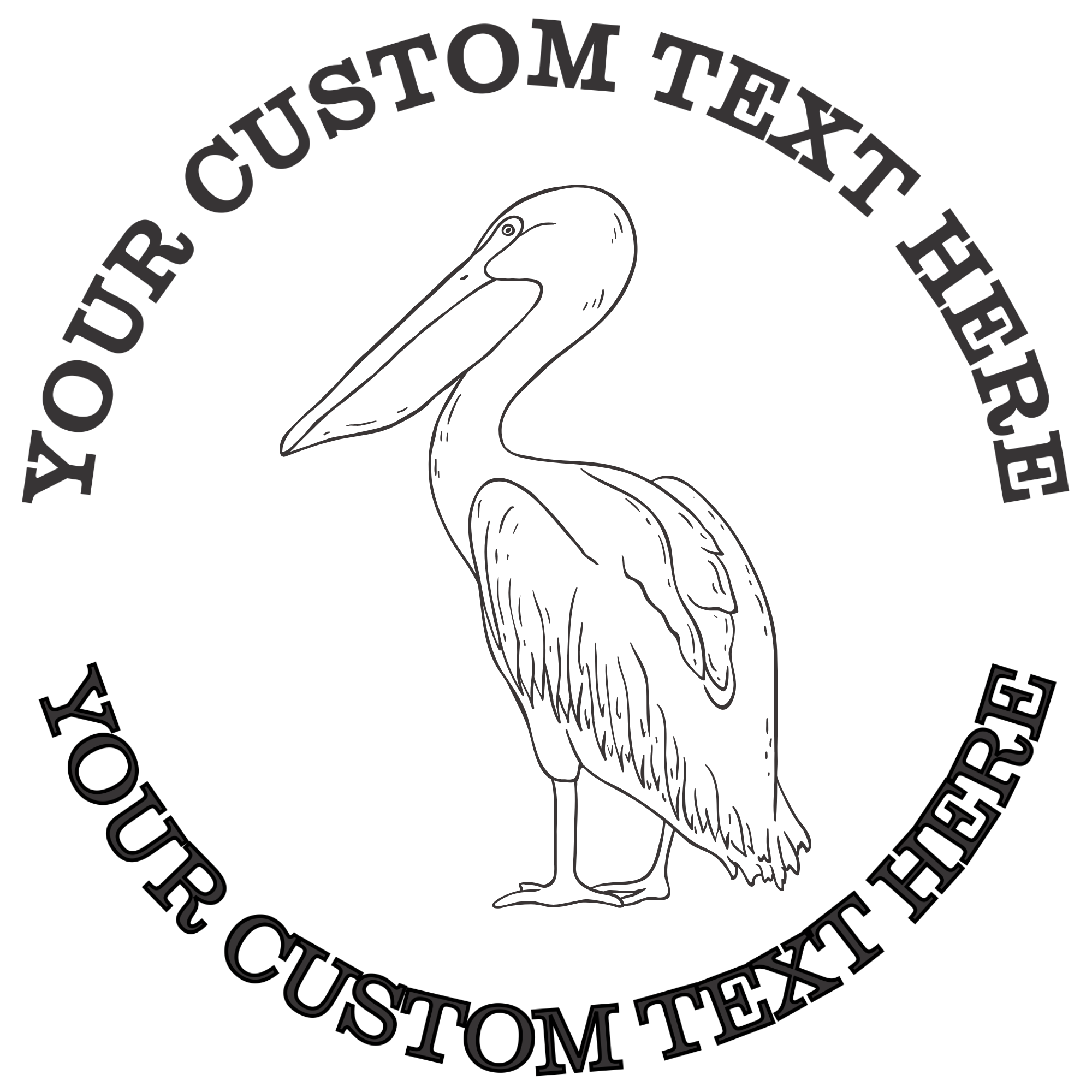 Pelican Bird Self-Inking Custom Rubber Stamp | Personalized Return Address Stamp | Name & Address Customizable | 1.6" In Diameter Self Inking Rubber Stamp (SH-76755)