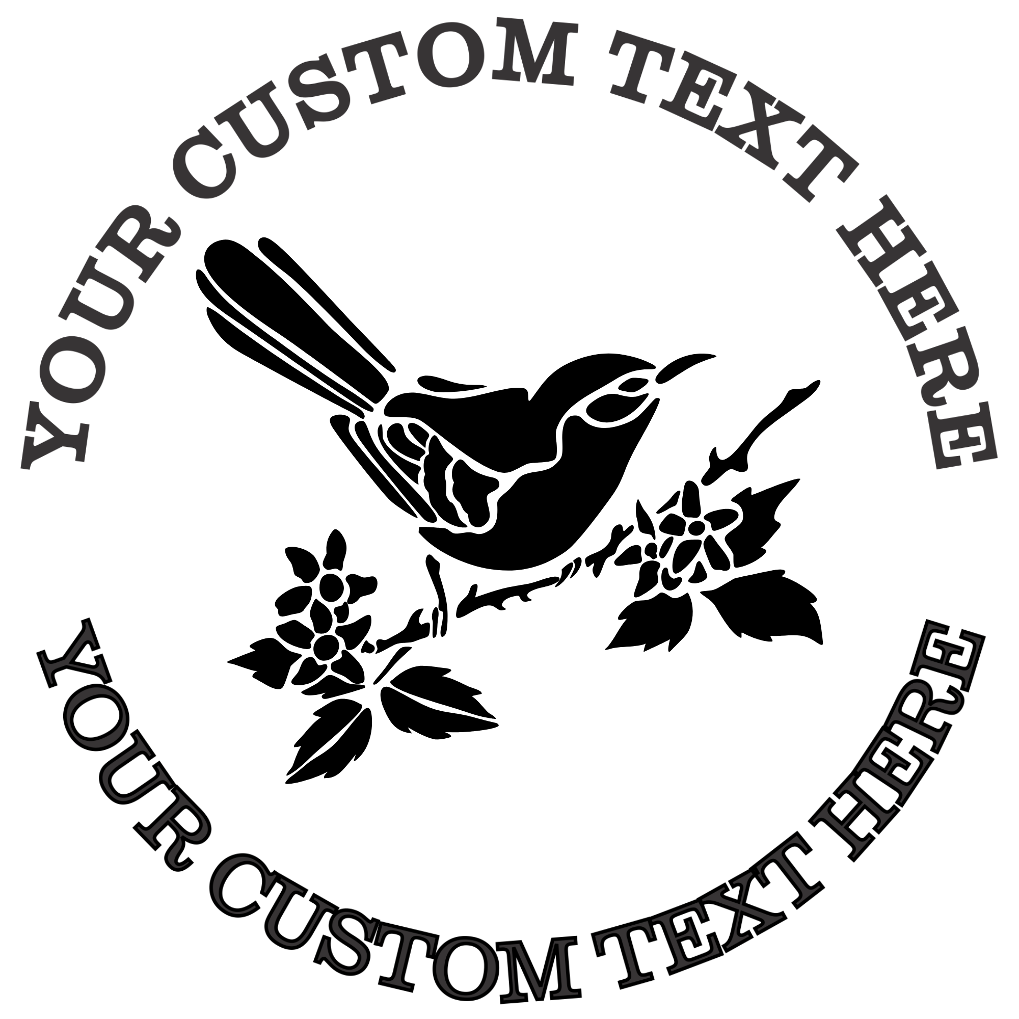 Bird on a Tree Branch Self-Inking Custom Rubber Stamp | Personalized Return Address Stamp | Name & Address Customizable | 1.6" In Diameter Self Inking Rubber Stamp (SH-76757)