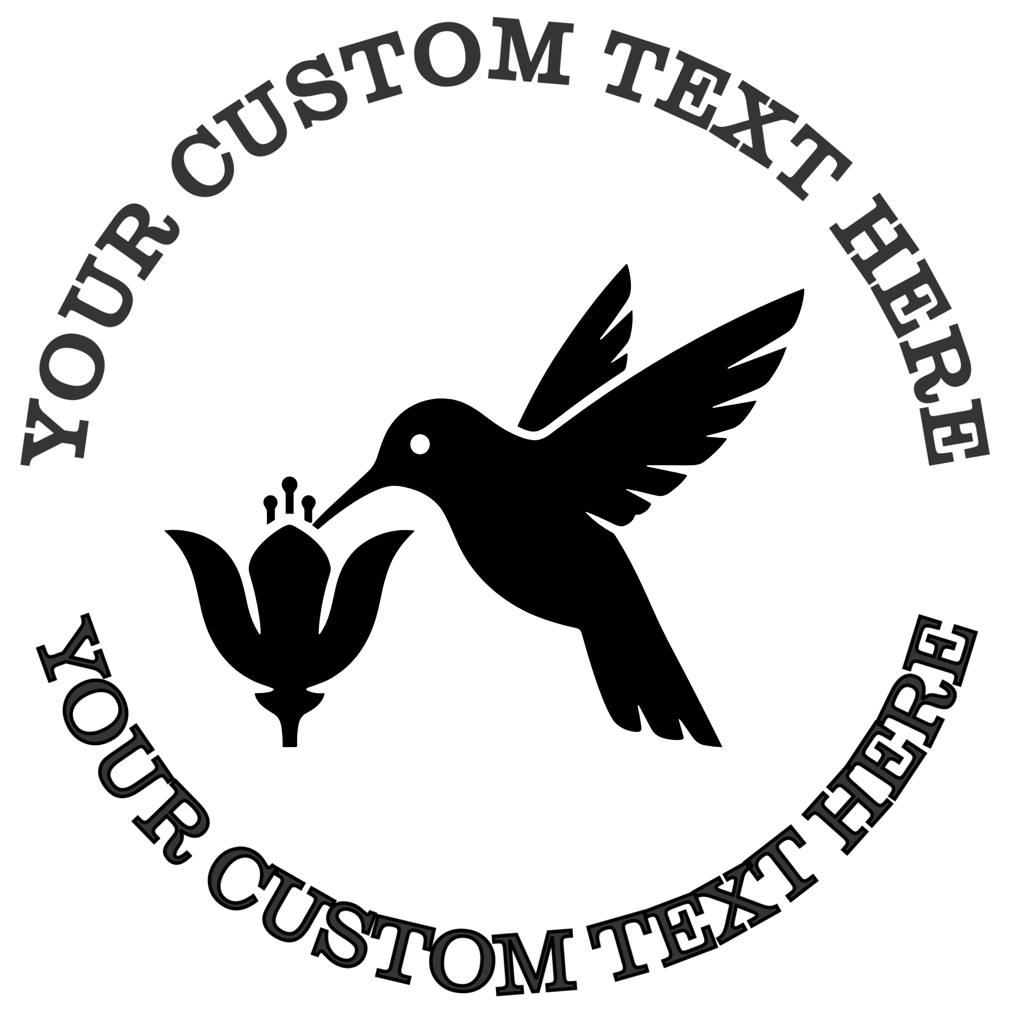 Hummingbird Drinking from an Exotic Flower Self-Inking Custom Rubber Stamp | Personalized Return Address Stamp | Name & Address Customizable | 1.6" In Diameter Self Inking Rubber Stamp (SH-76761)