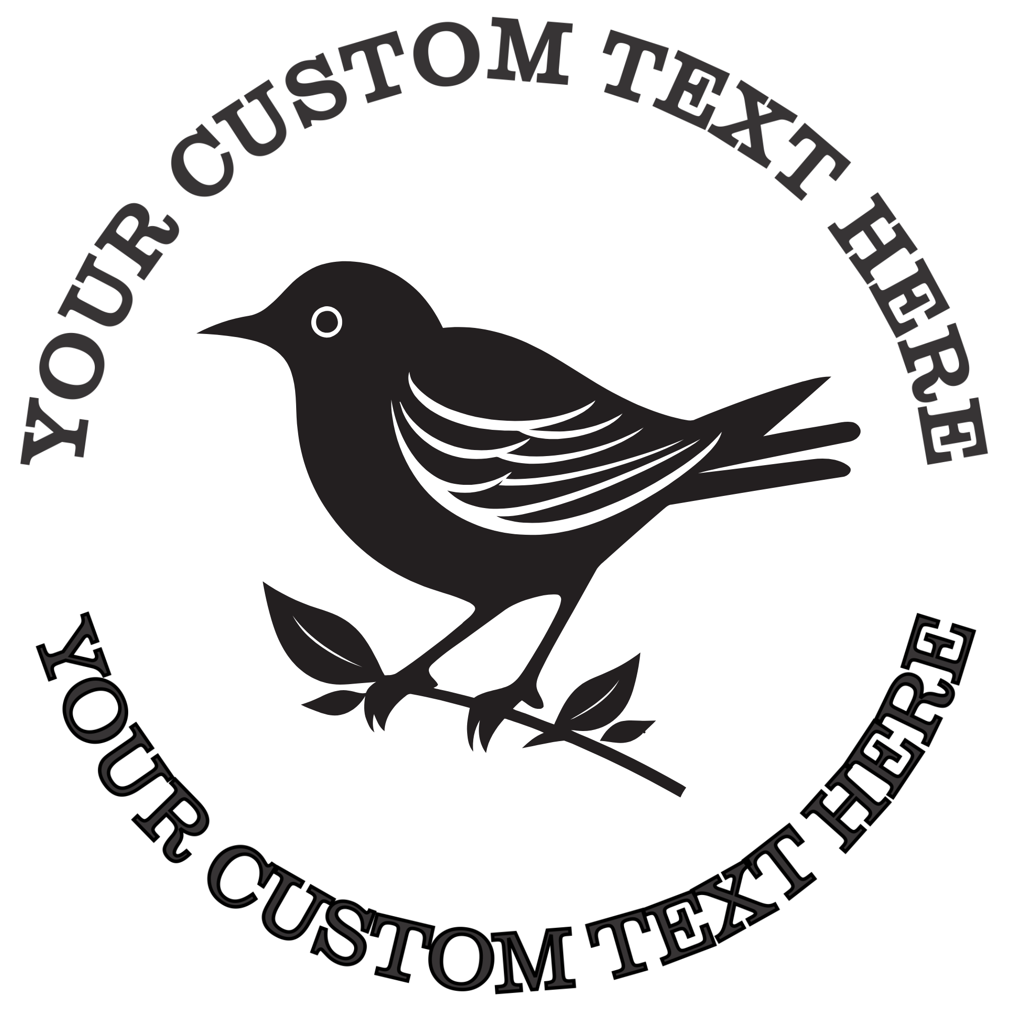 Large Bird Facing Left on a Tree Branch Self-Inking Custom Rubber Stamp | Personalized Return Address Stamp | Name & Address Customizable | 1.6" In Diameter Self Inking Rubber Stamp (SH-76762)