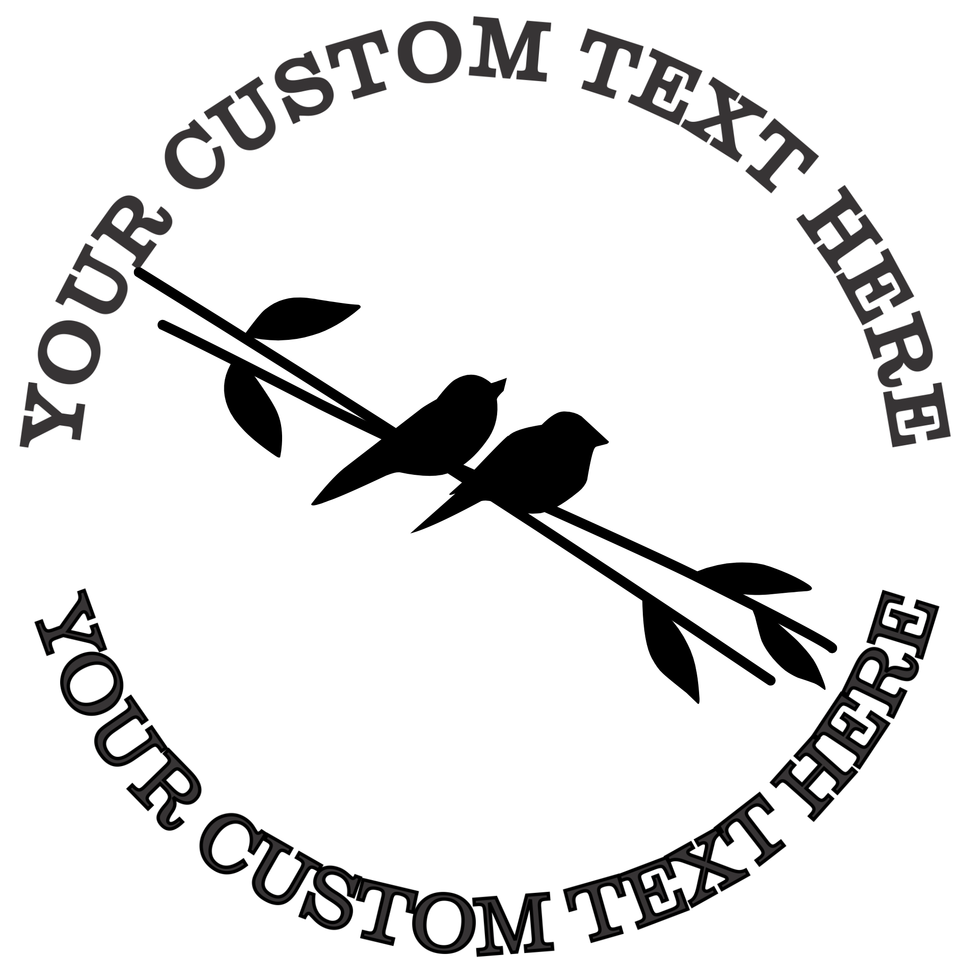 Two Cute Birds on Two Branches Self-Inking Custom Rubber Stamp | Personalized Return Address Stamp | Name & Address Customizable | 1.6" In Diameter Self Inking Rubber Stamp (SH-76763)