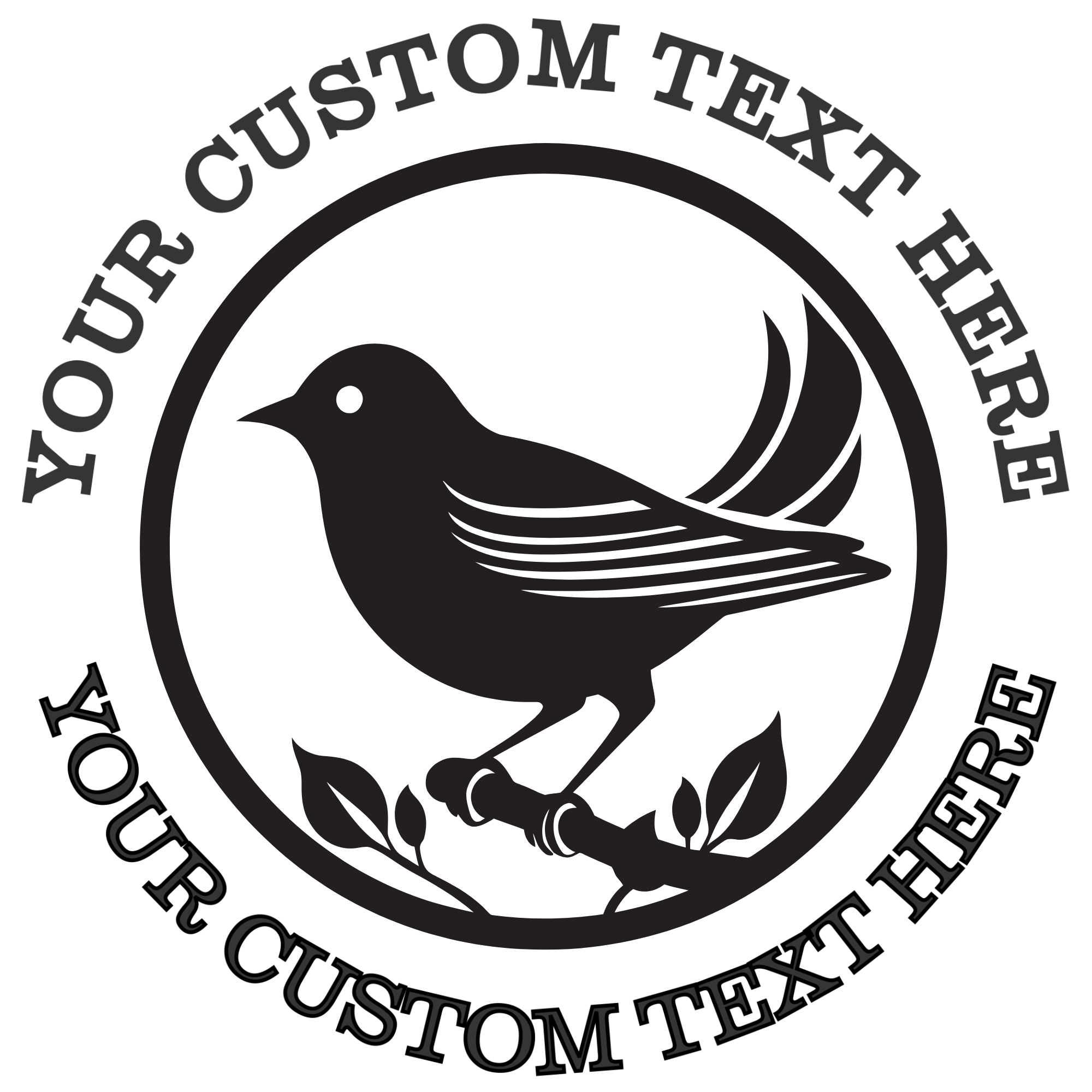 Large Bird Sitting on a Small Branch Facing Left Self-Inking Custom Rubber Stamp | Personalized Return Address Stamp | Name & Address Customizable | 1.6" In Diameter Self Inking Rubber Stamp (SH-76766)