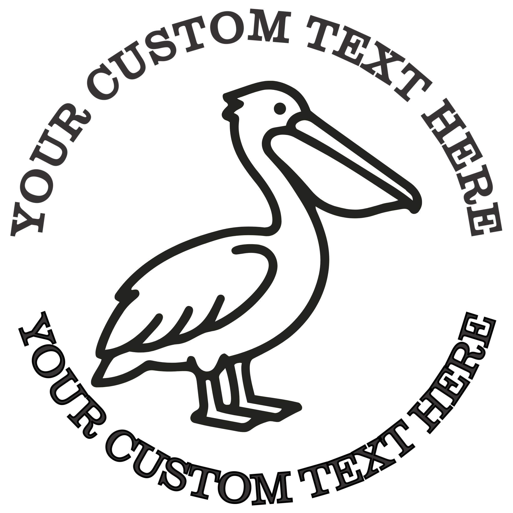 Pelican Facing Right Self-Inking Custom Rubber Stamp | Personalized Return Address Stamp | Name & Address Customizable | 1.6" In Diameter Self Inking Rubber Stamp (SH-76774)