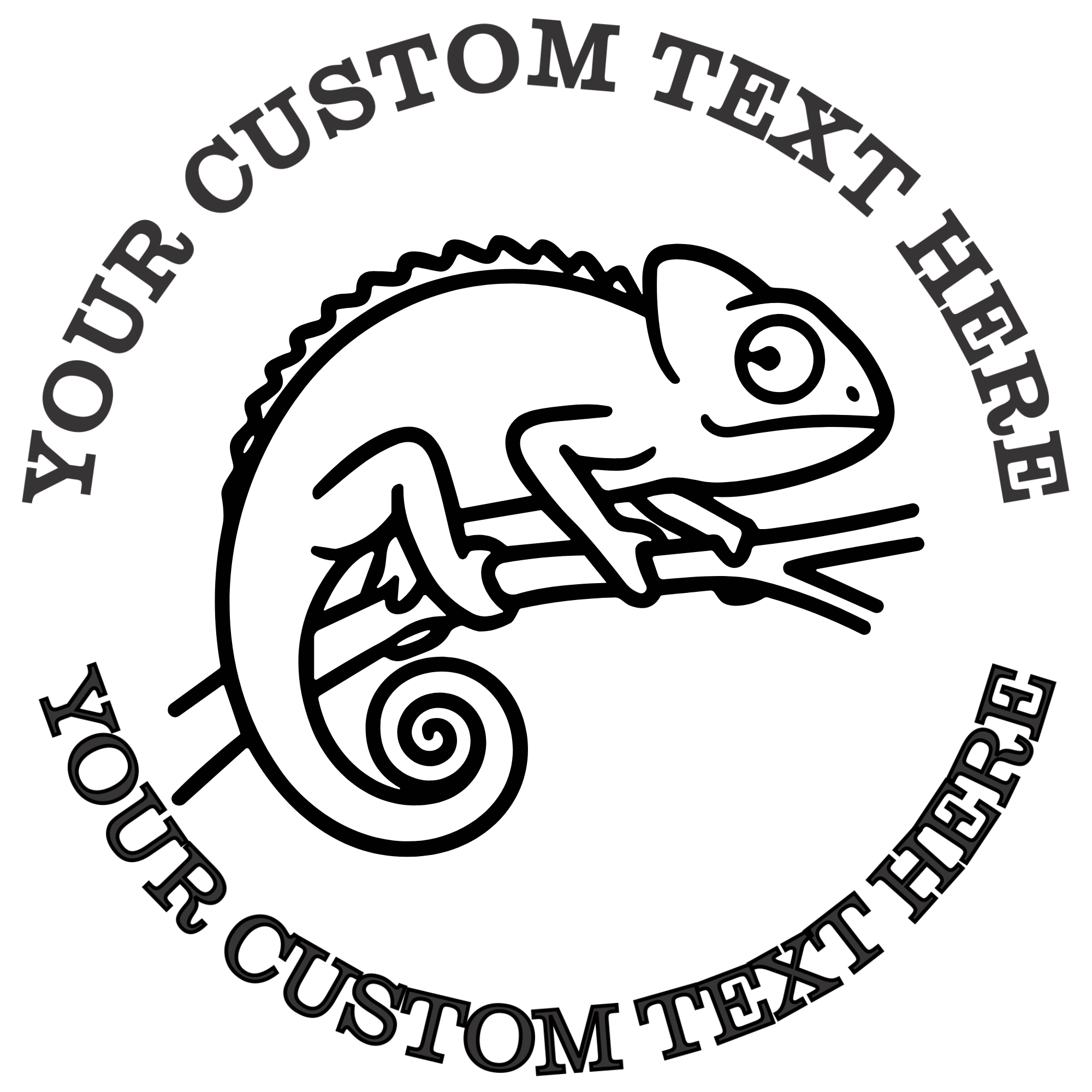 Chameleon on a Branch Self-Inking Custom Rubber Stamp | Personalized Return Address Stamp | Name & Address Customizable | 1.6" In Diameter Self Inking Rubber Stamp (SH-76778)