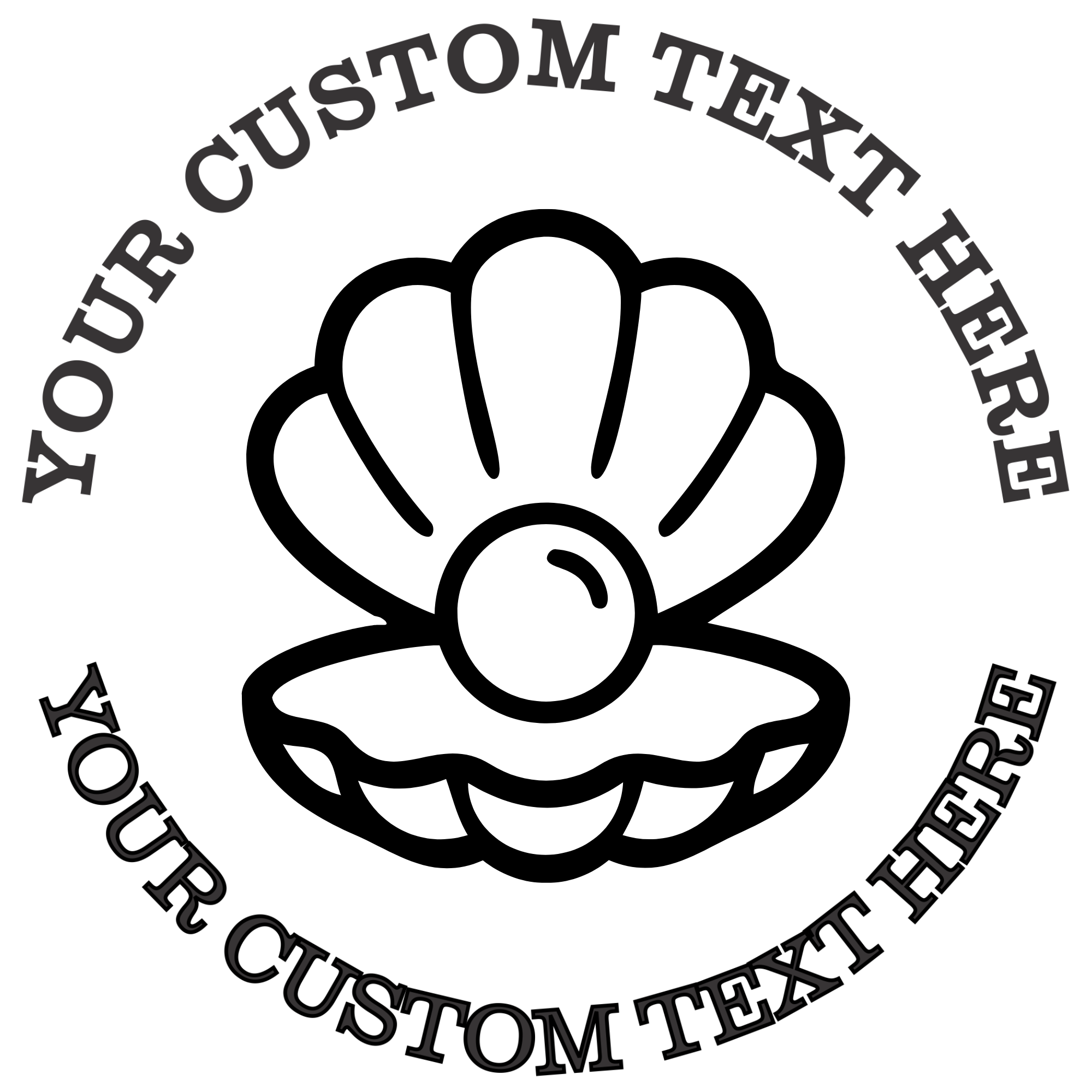 Open Seashell with a Pearl Inside Self-Inking Custom Rubber Stamp | Personalized Return Address Stamp | Name & Address Customizable | 1.6" In Diameter Self Inking Rubber Stamp (SH-76780)