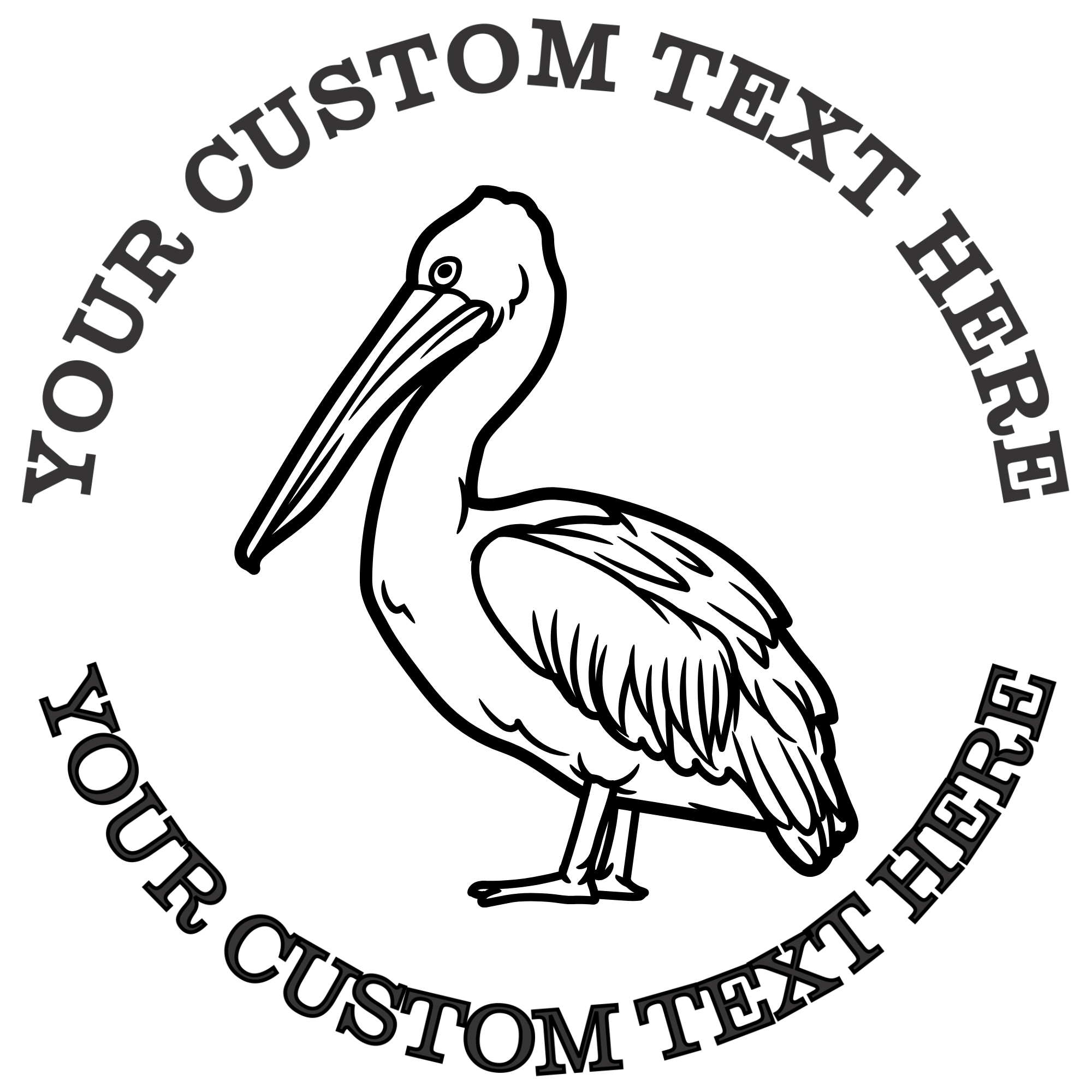 Pelican Facing Left Self-Inking Custom Rubber Stamp | Personalized Return Address Stamp | Name & Address Customizable | 1.6" In Diameter Self Inking Rubber Stamp (SH-76781)