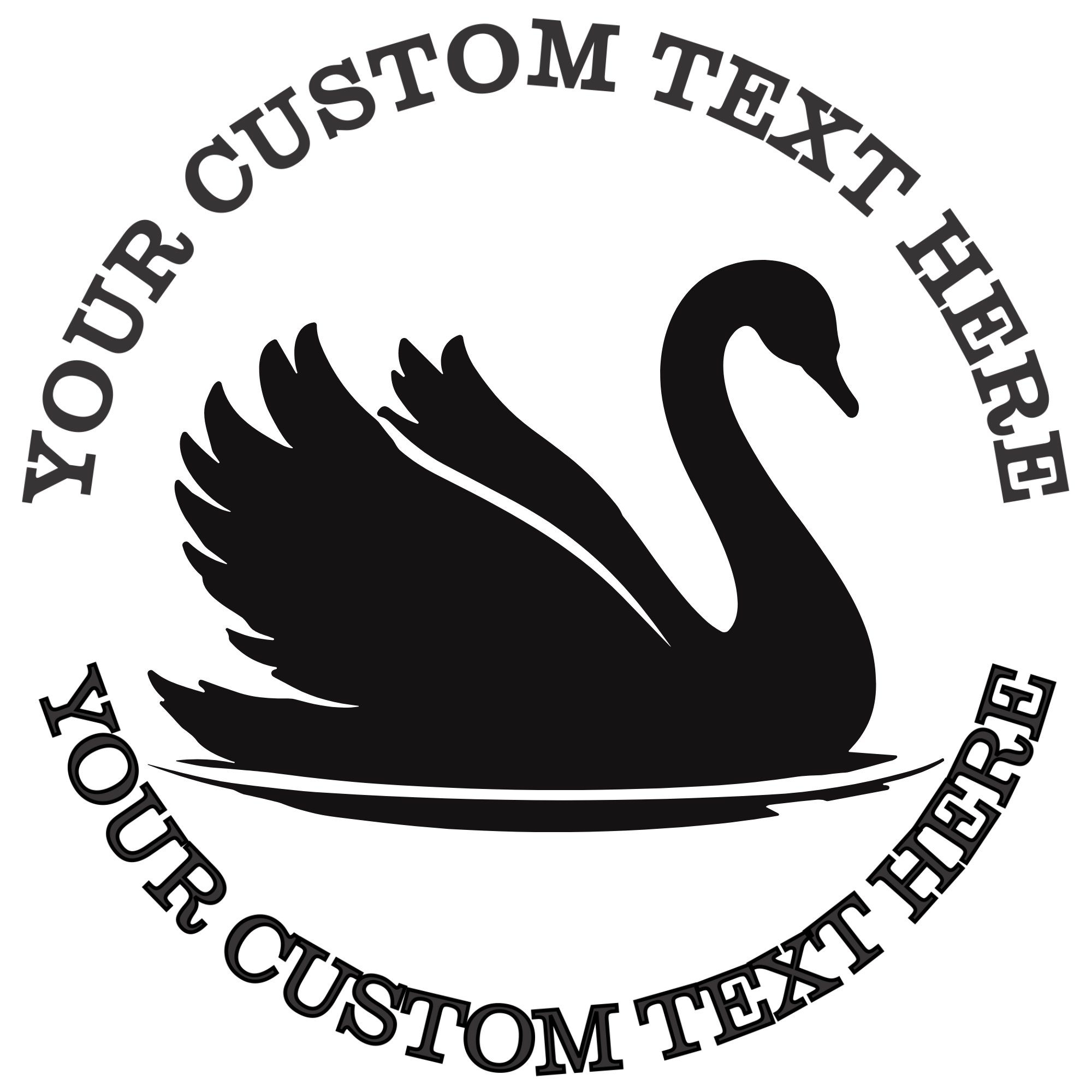 Black Swan on a Lake Self-Inking Custom Rubber Stamp | Personalized Return Address Stamp | Name & Address Customizable | 1.6" In Diameter Self Inking Rubber Stamp (SH-76785)