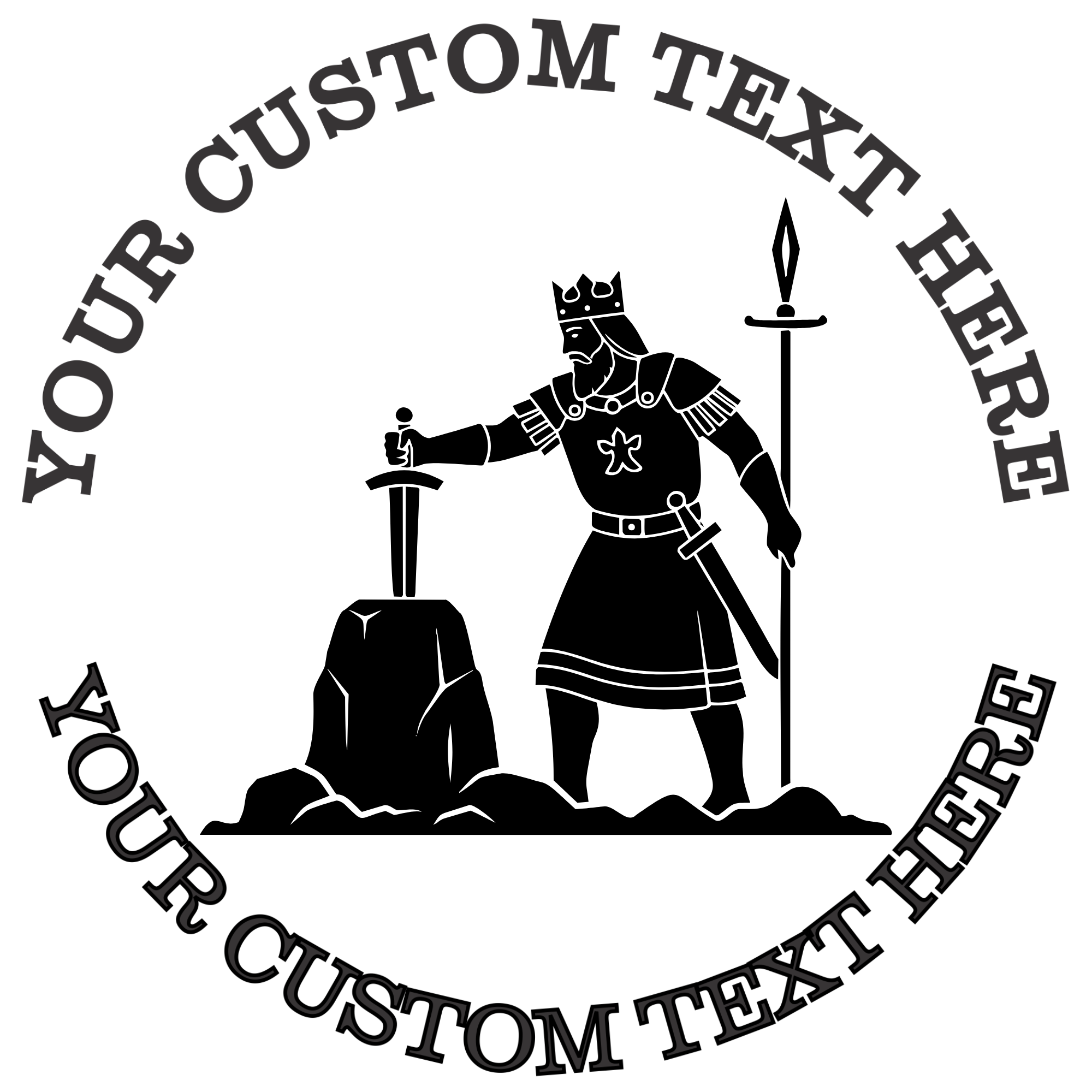 King Arthur Pulling Excalibur Self-Inking Custom Rubber Stamp | Personalized Return Address Stamp | Name & Address Customizable | 1.6" In Diameter Self Inking Rubber Stamp (SH-76790)