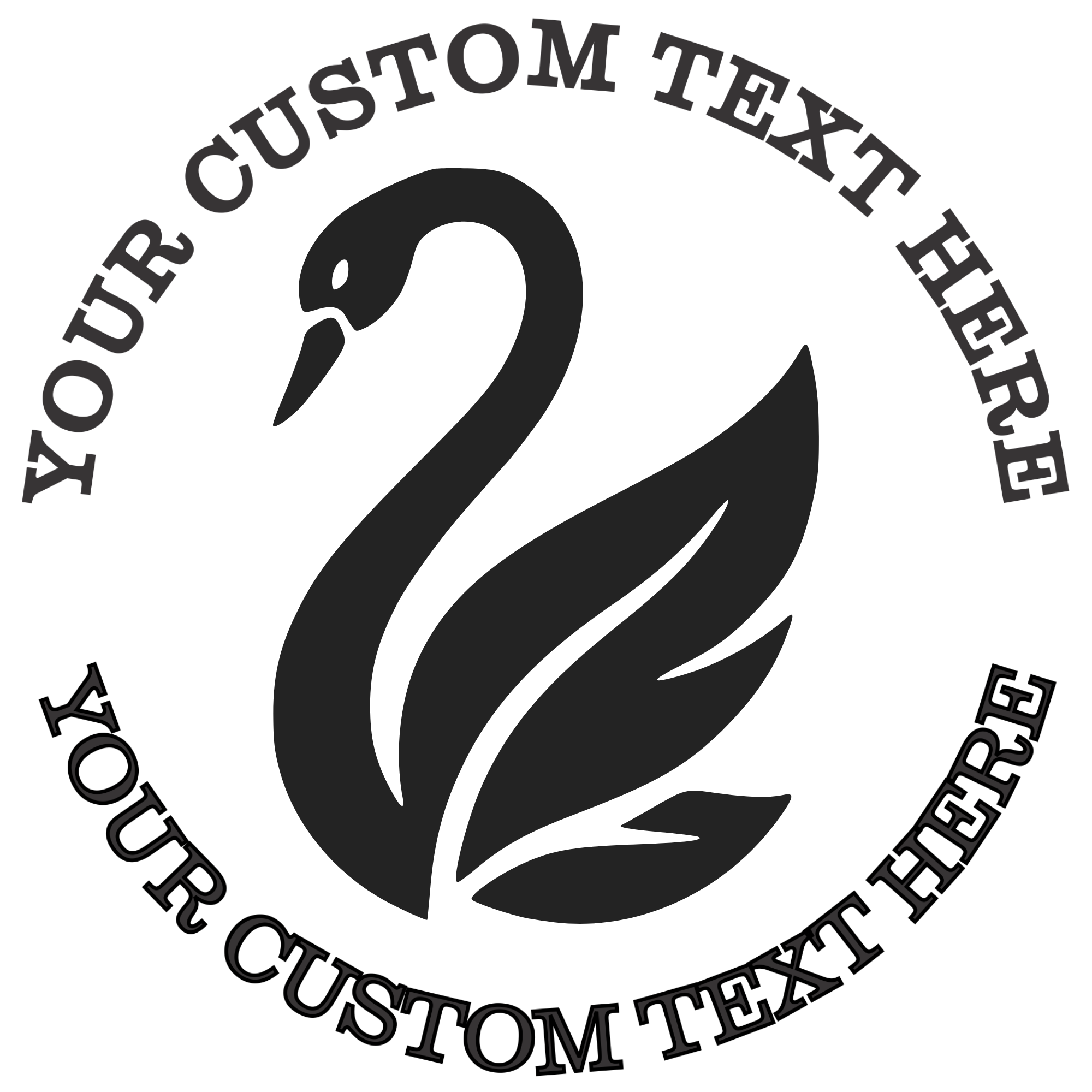 Single Ornate Swan Self-Inking Custom Rubber Stamp | Personalized Return Address Stamp | Name & Address Customizable | 1.6" In Diameter Self Inking Rubber Stamp (SH-76791)