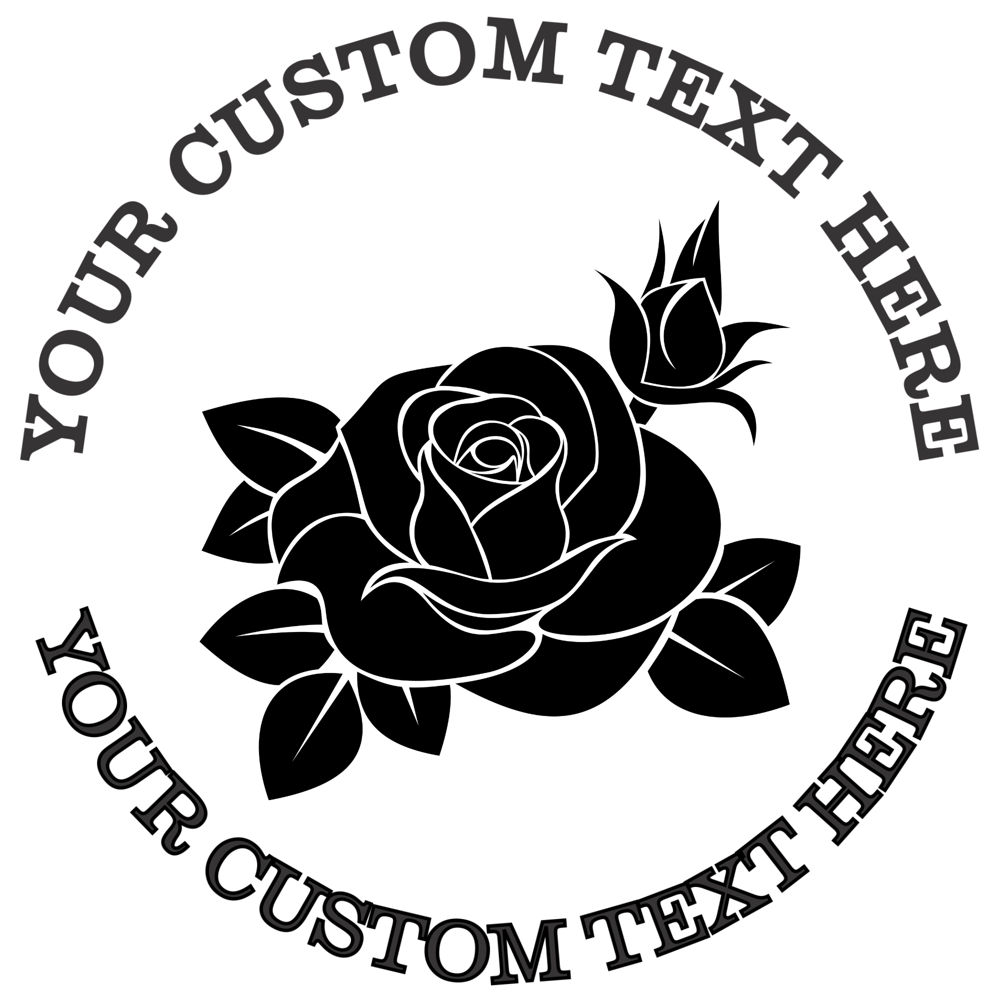 Rose Flower with Leaves Self-Inking Custom Rubber Stamp | Personalized Return Address Stamp | Name & Address Customizable | 1.6" In Diameter Self Inking Rubber Stamp (SH-76794)